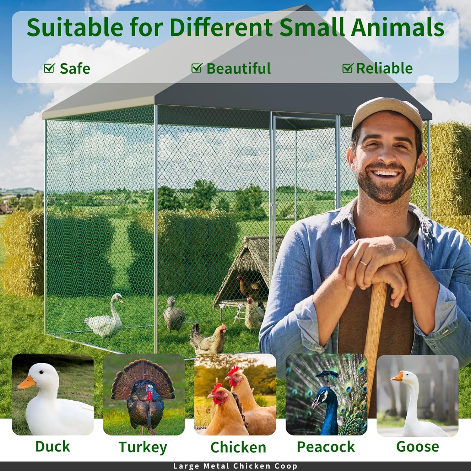 Shop Heavy Duty Walk-In Chicken Coop with Metal Cage Online in Australia