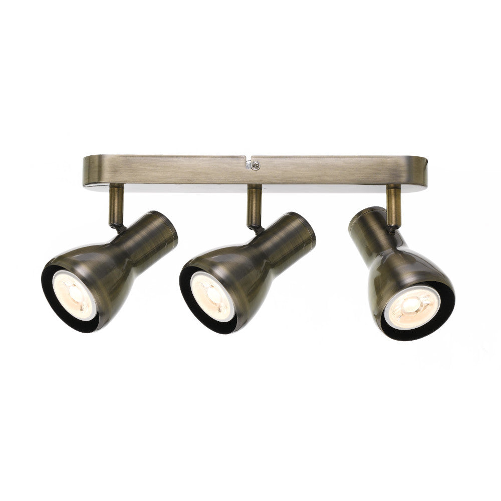 TFS LED SPOT 3 D:72 3x6wGU10max BASE: 480x60x25 ANT. BRASS globe not included