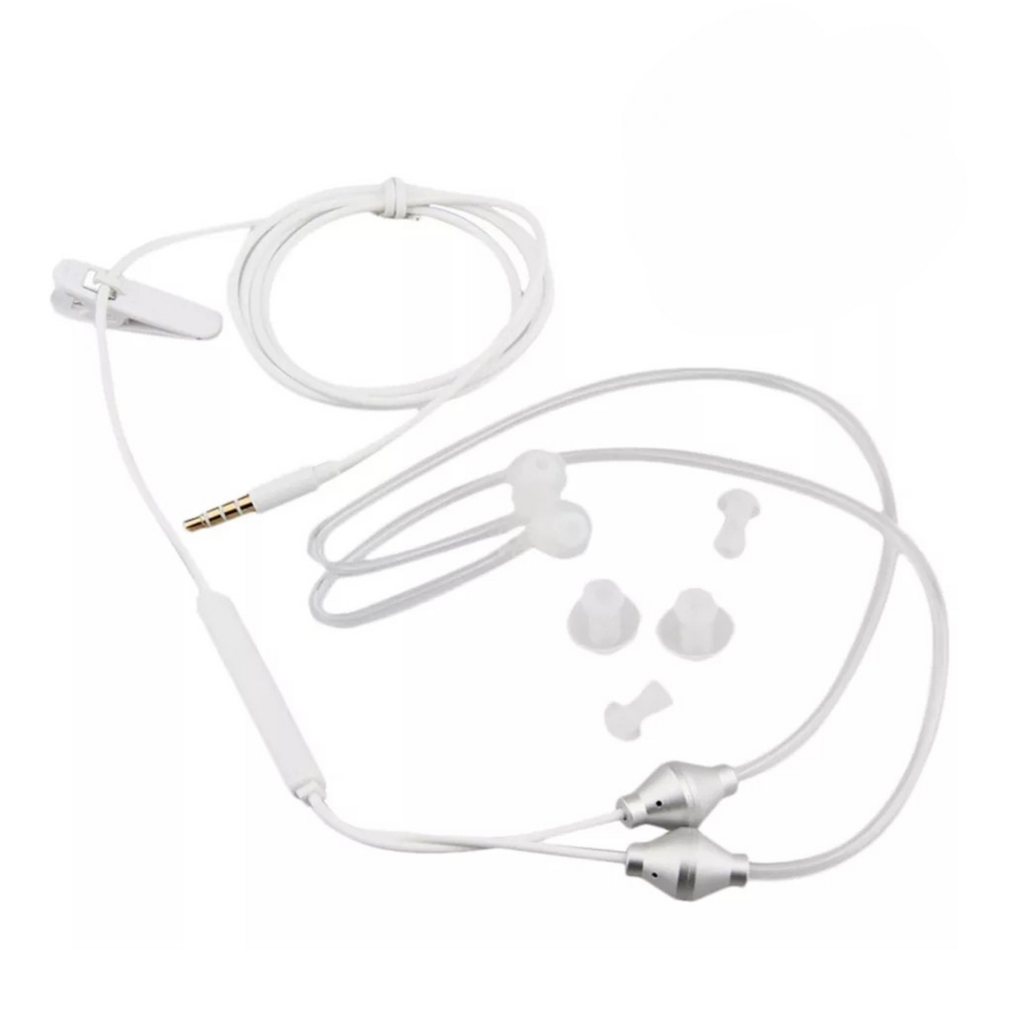 White Air Tube Stereo Earbuds with Mic, Anti-Radiation, Noise Isolation and 3.5mm Jack