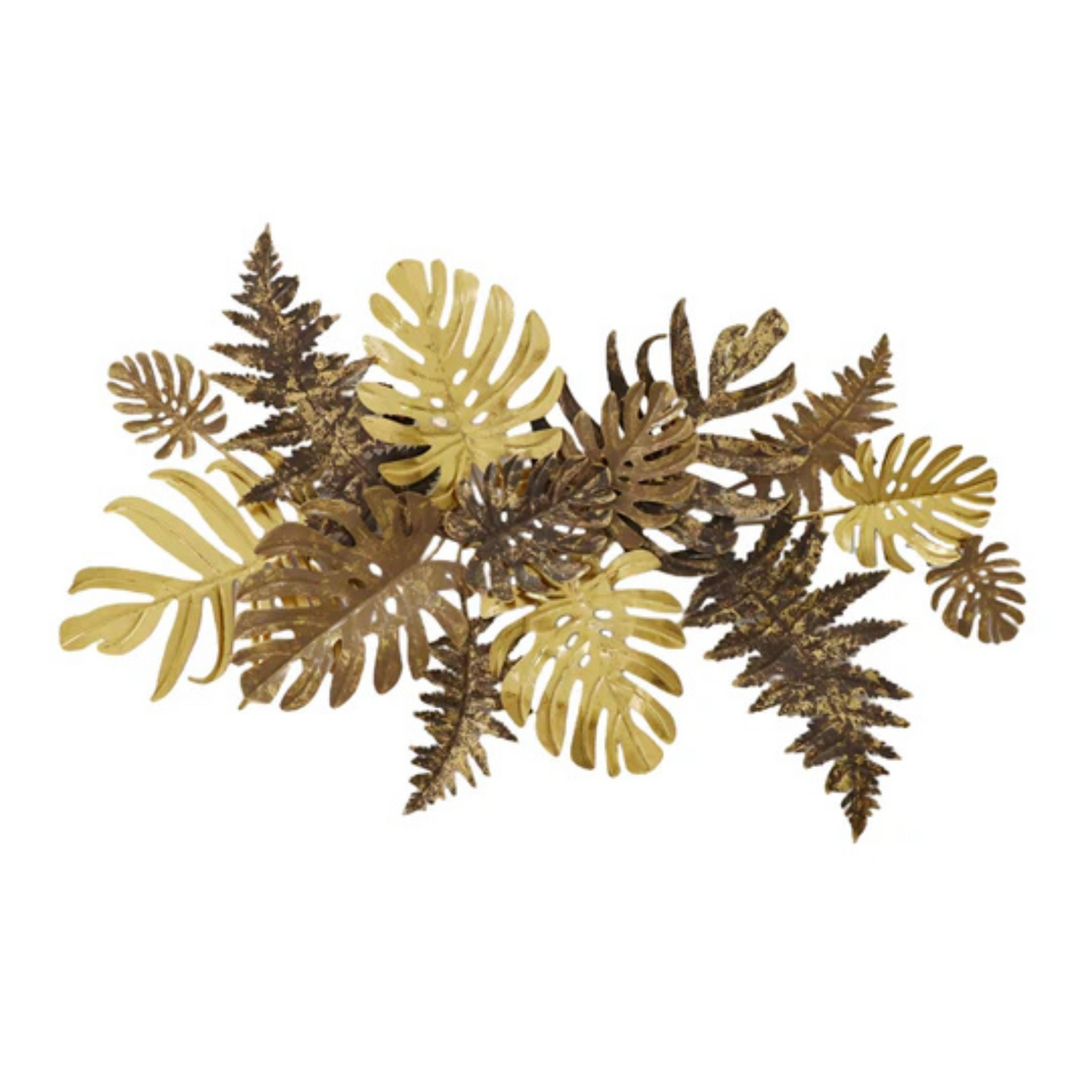 Yellow Tropical Leaves Metal Wall Art with Sturdy Frame and Weather-Resistant Finish