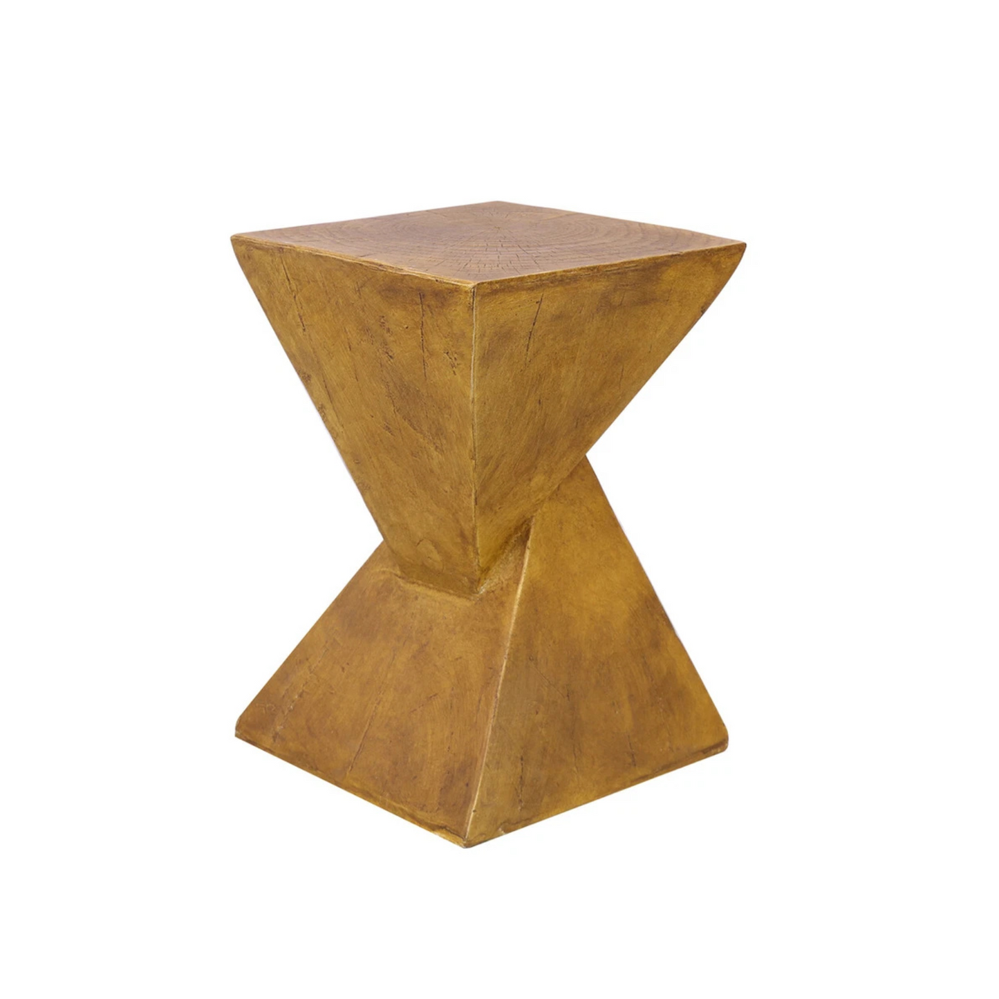 Wood Look Concrete Side Table With Hourglass Design For Indoor Outdoor
