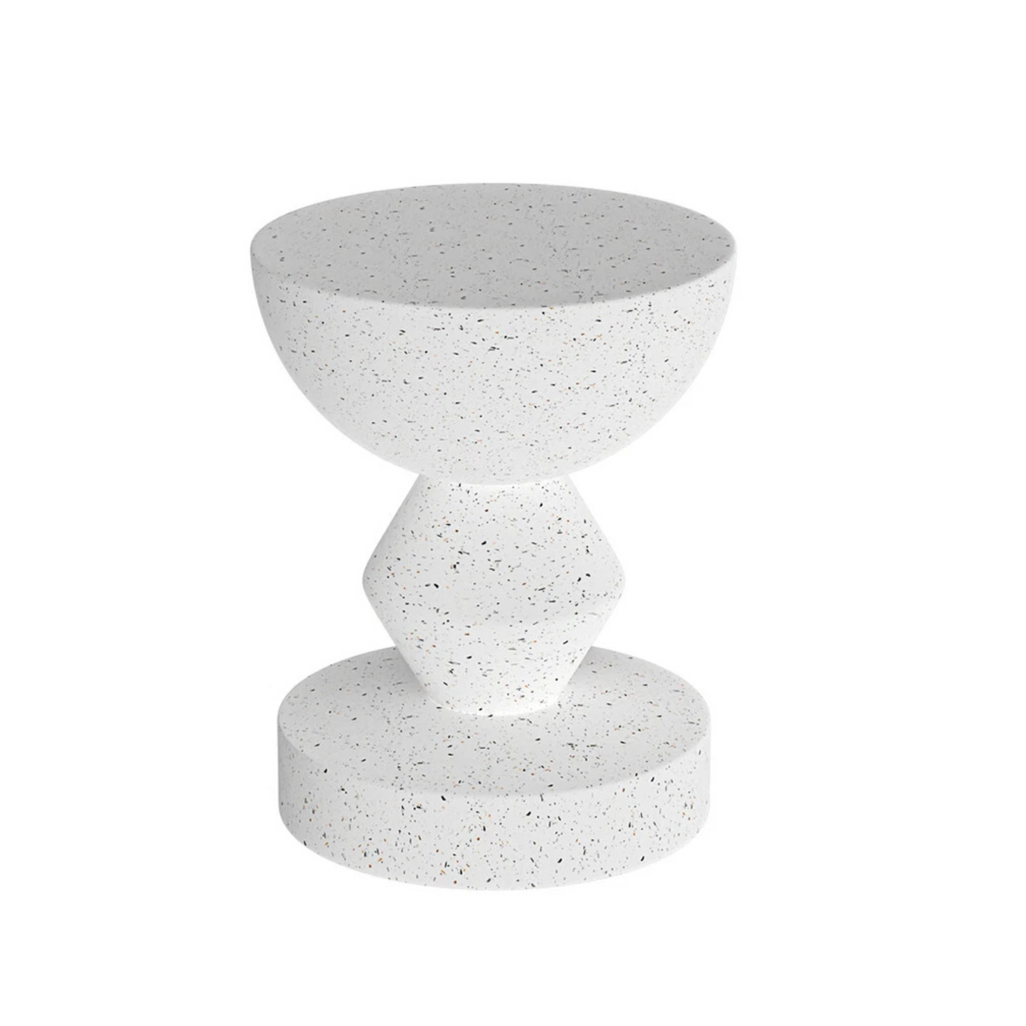 White Concrete Side Table With Sculpted Design For Indoor Or Patio Use
