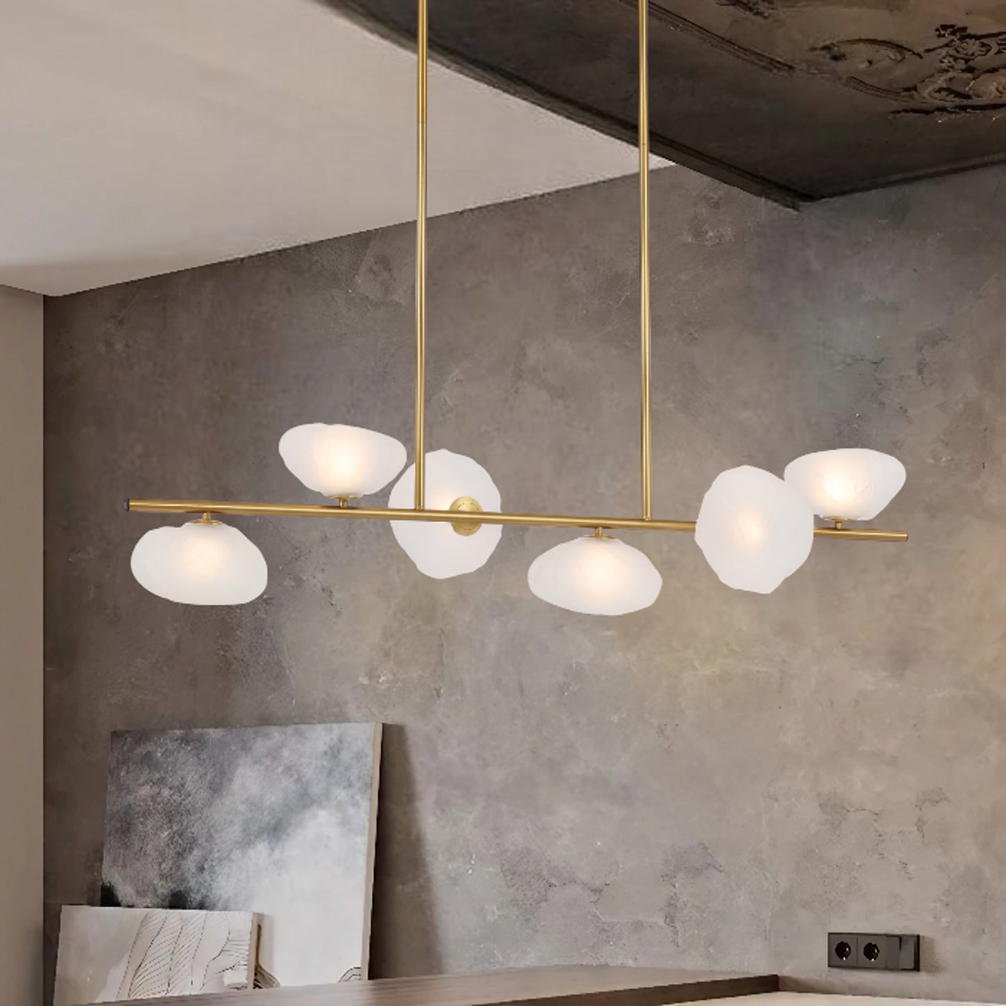 Versailles TFS 6 LTS PENDANT 6x6wG9max L1500 GLASS D200 ANT GOLD / FROST GLASS