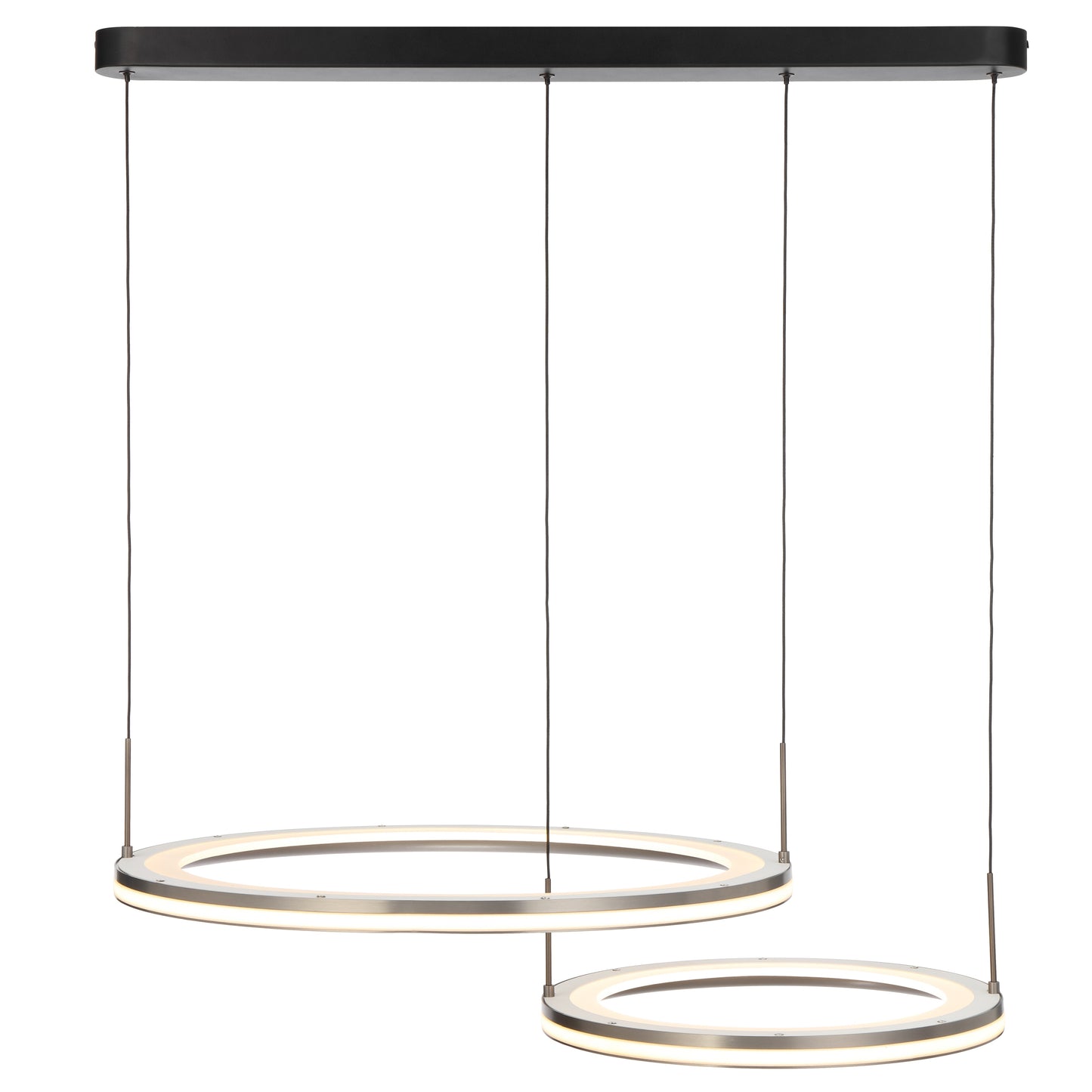 TFS 2 LT PENDANT 96wLED D:600 + D:800 L:1800 3000K DIM 4240Lm CAB2m PEARL GREY/FROST