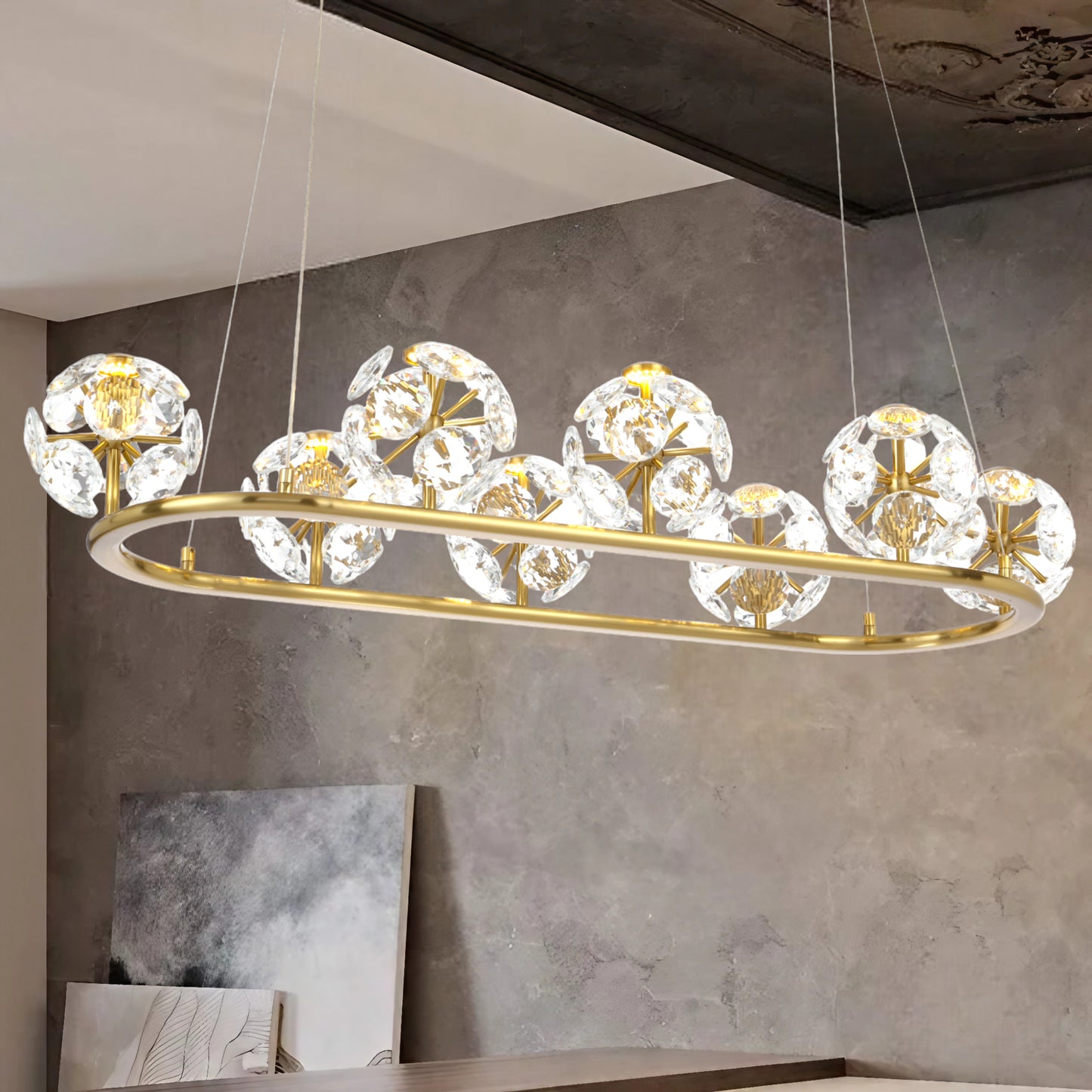 TFS 8LT PENDANT 8x3wLED 3000K L1000 W410 H145 1298Lm WIRE:2M NON DIM/ ANT GOLD