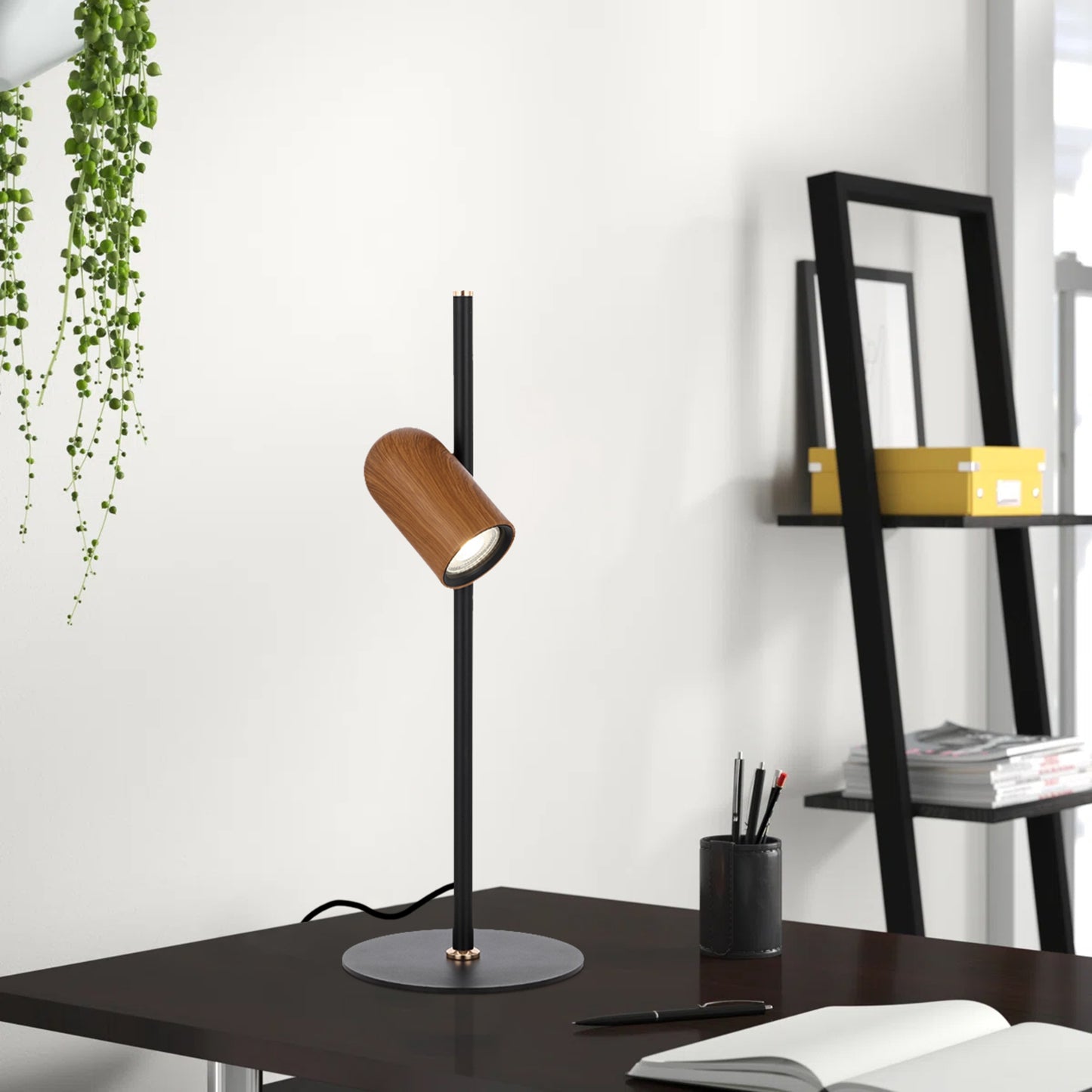 TFS TABLE LAMP 6wGU10 D180 H500 INLINE SWT BLACK / WOOD PAINTED