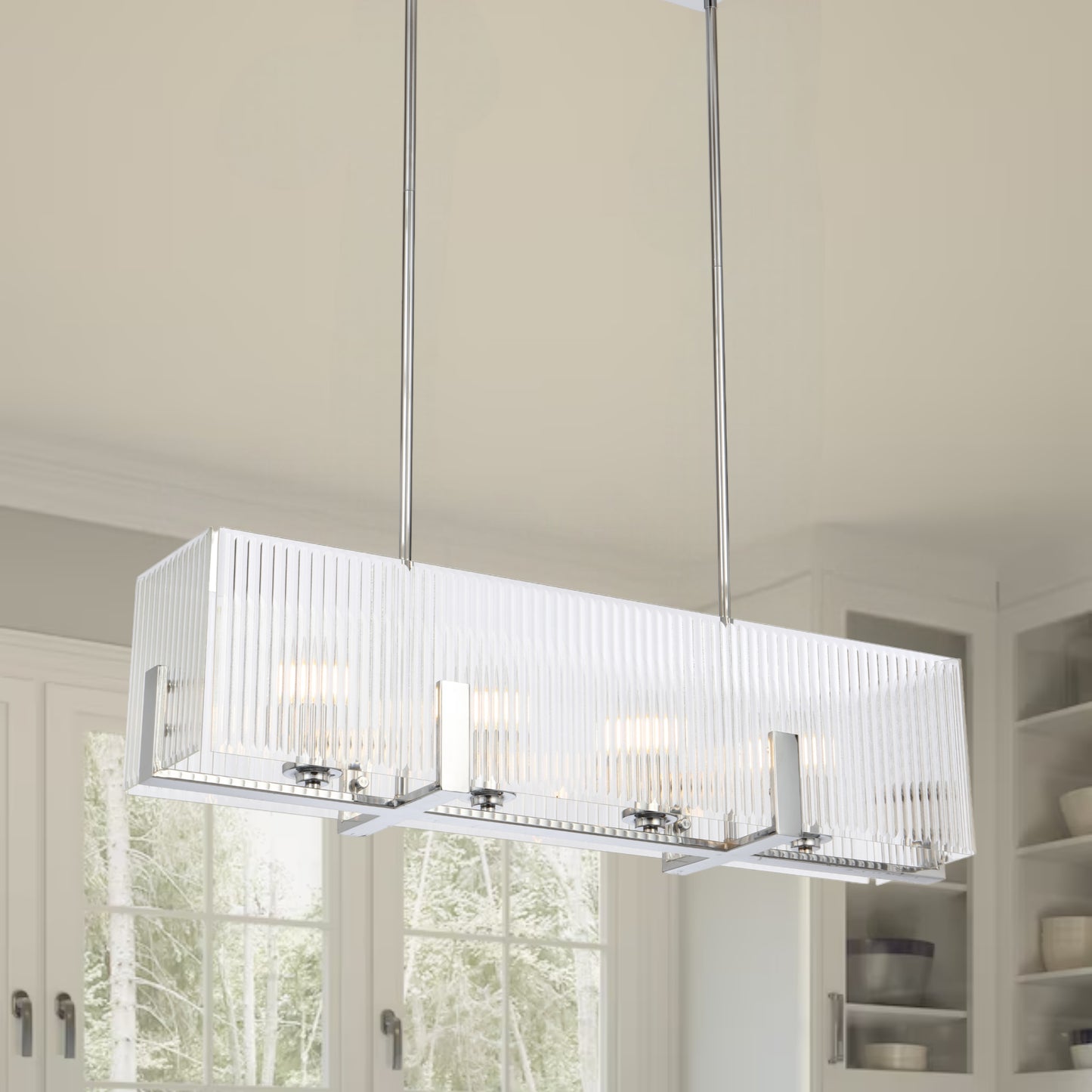 Teramont TFS 4 LT PENDANT 4x25wE14ma L860 W180 H210 rod (2*600 +1*300) CHROME/CLEAR GLASS