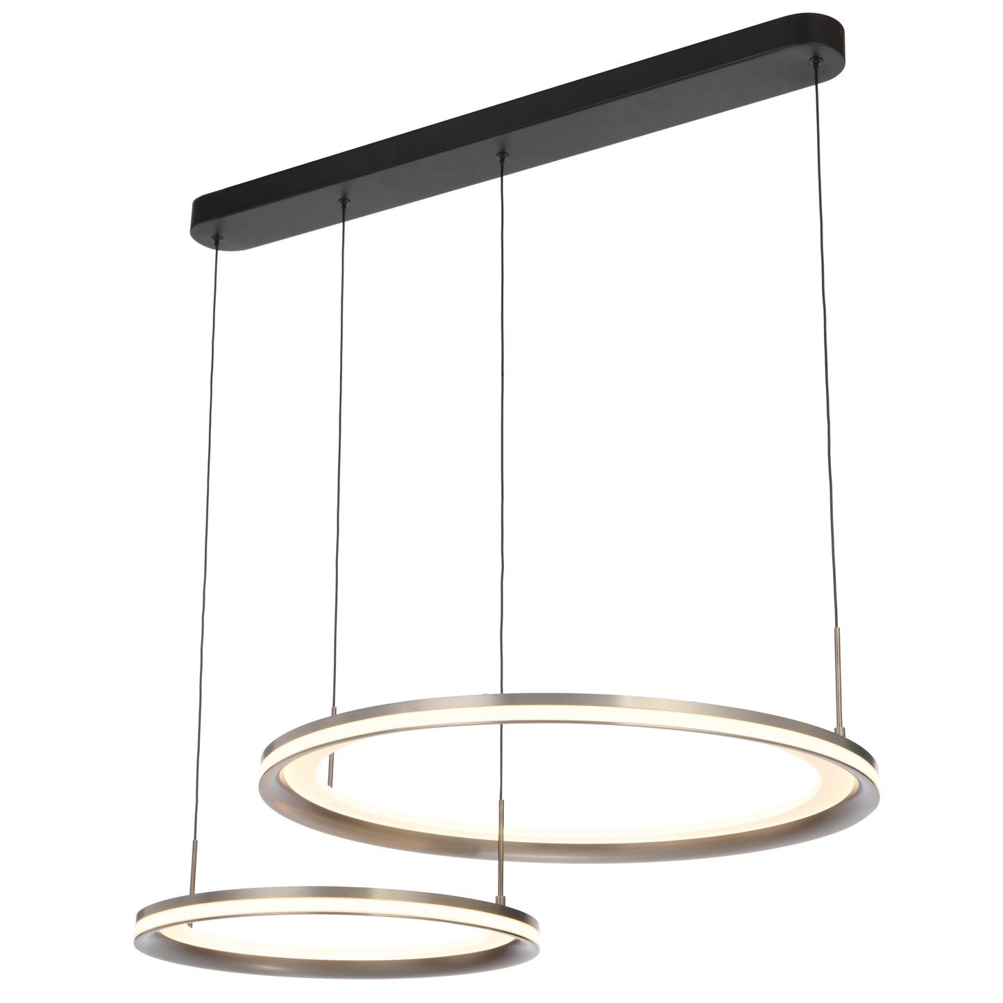 TFS 2 LT PENDANT 96wLED D:600 + D:800 L:1800 3000K DIM 4240Lm CAB2m PEARL GREY/FROST