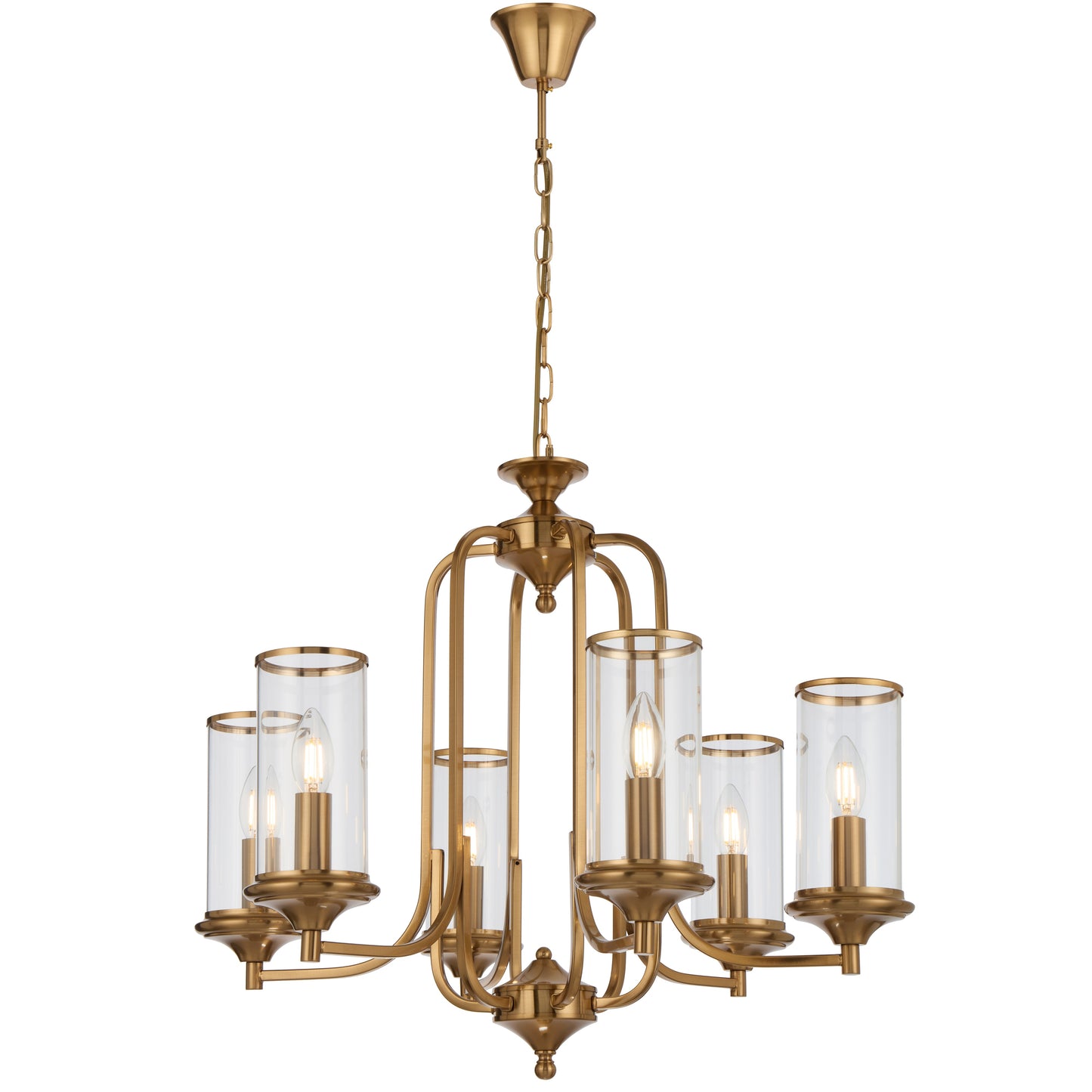 Barcelona TFS 6LT PENDANT 6X25wE14max D640 H540 chain 2m COPPER / CLEAR GLASS