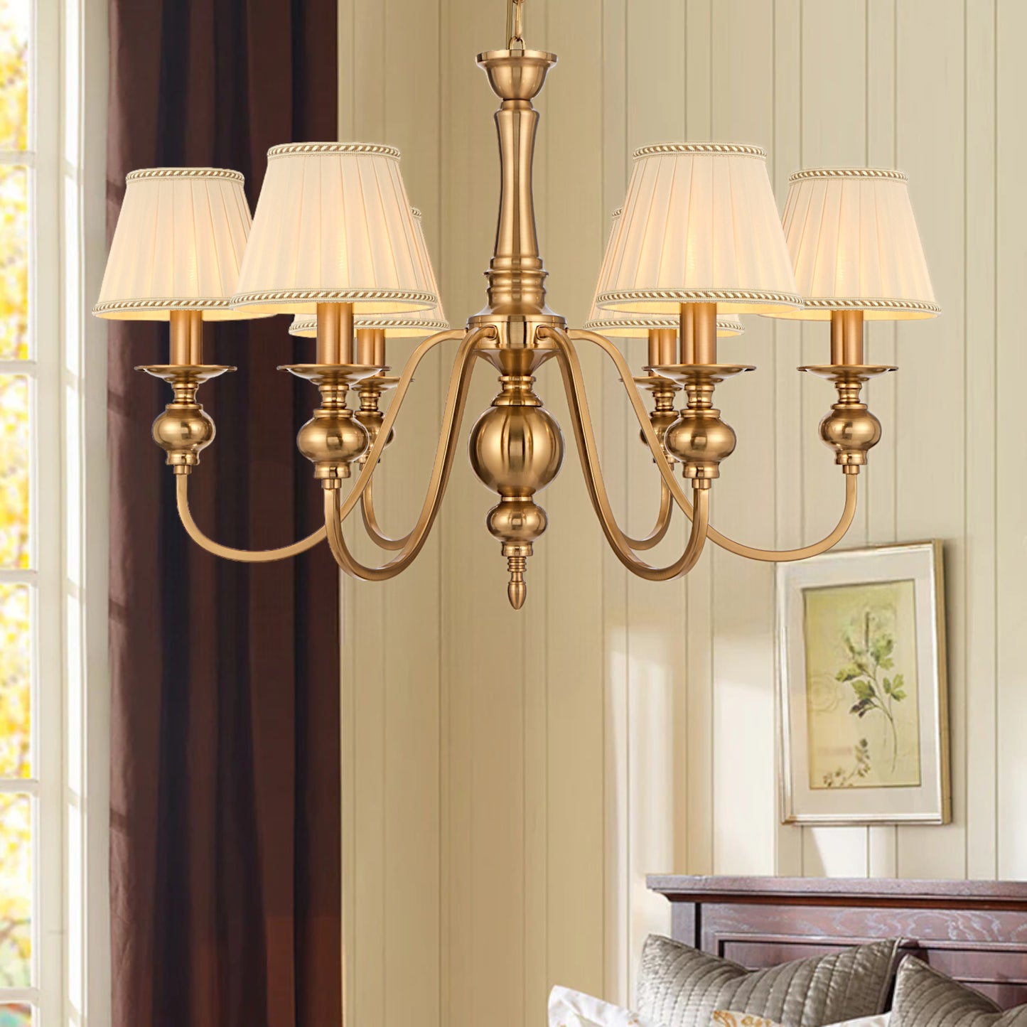 Teraform TFS 6LT PENDANT W/SHADE 6x25wE14max D:680 H:500 chain 2m COPPER / CREAM