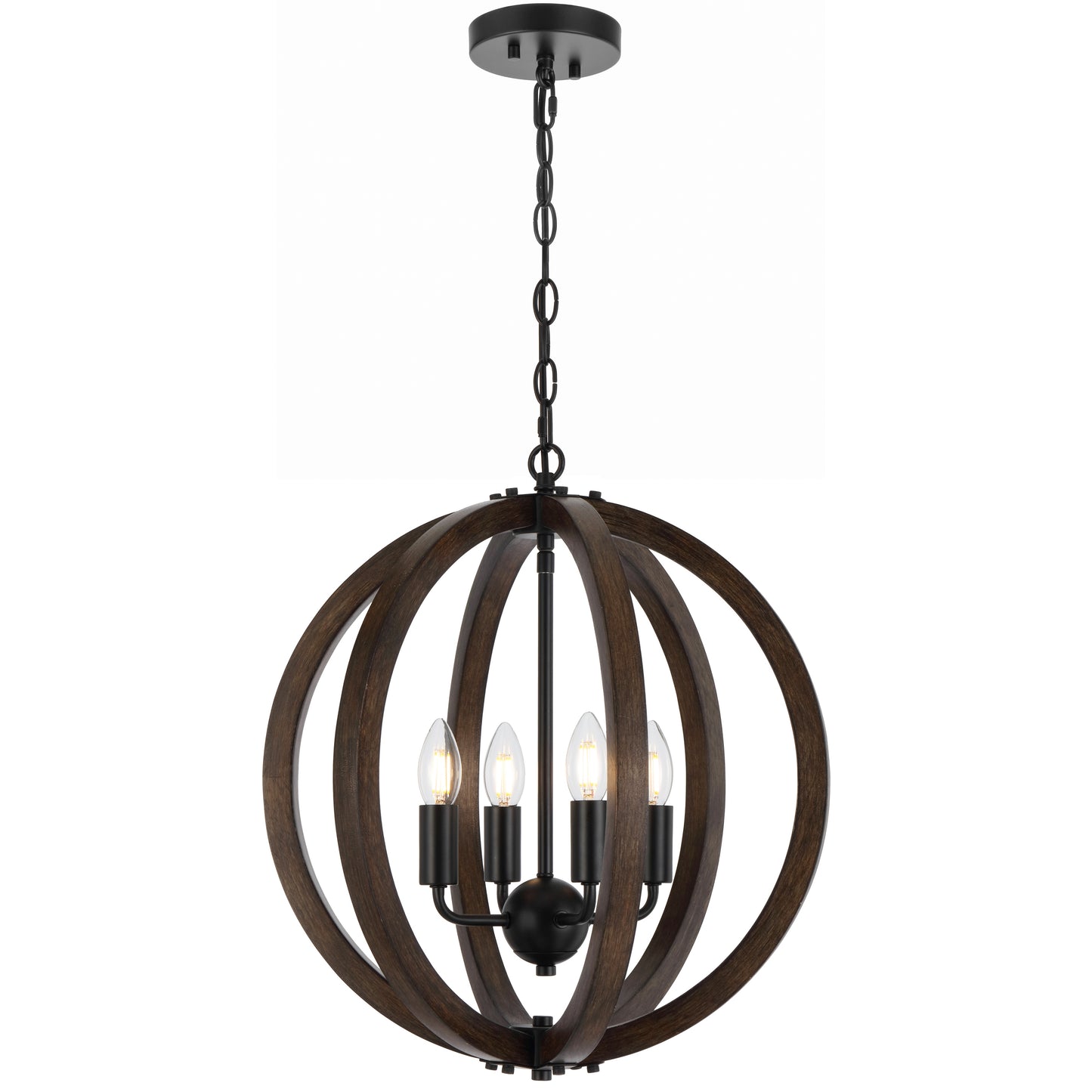 Malaga TFS 4 LT PENDANT 4x25wE14 D450 H510 CHAIN 2M BLACK MATT / TIMBER