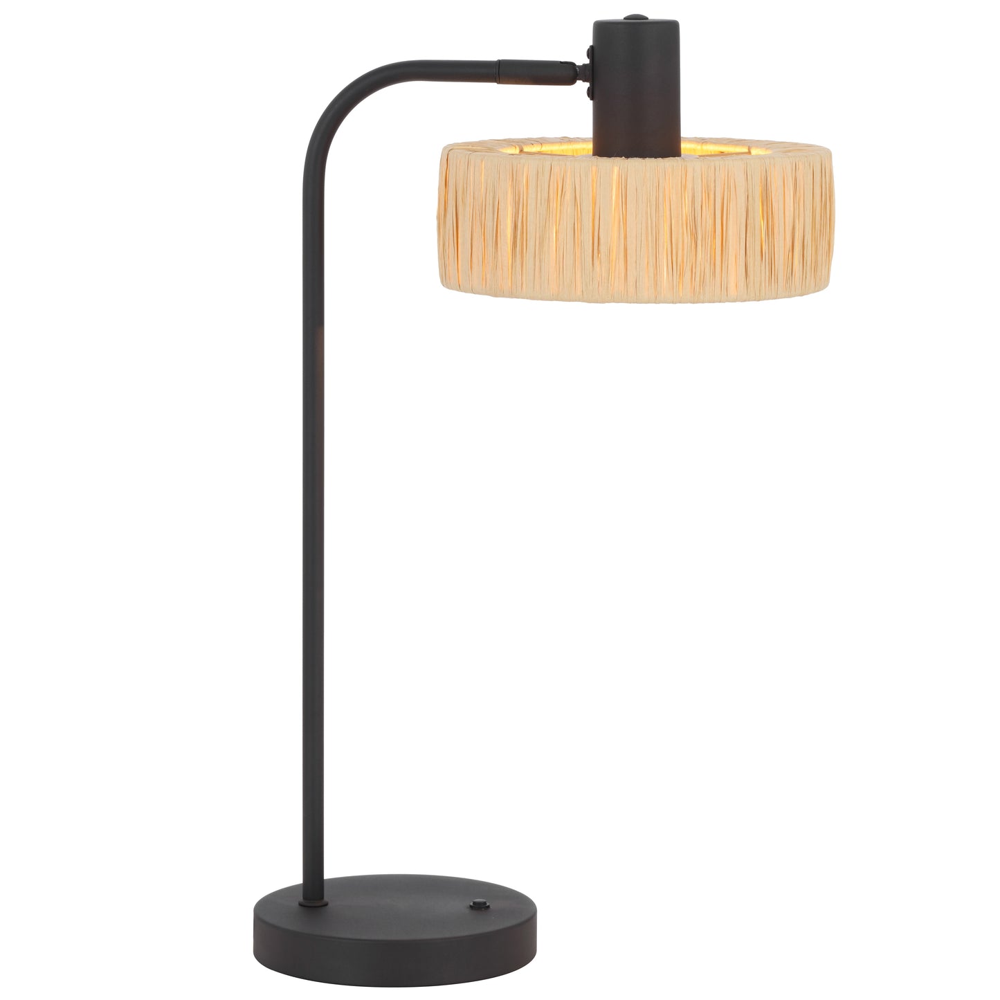TFS TABLE LAMP 25wE27max L310 W200 H500 inline swt BLACK / NATURAL RAFFIA