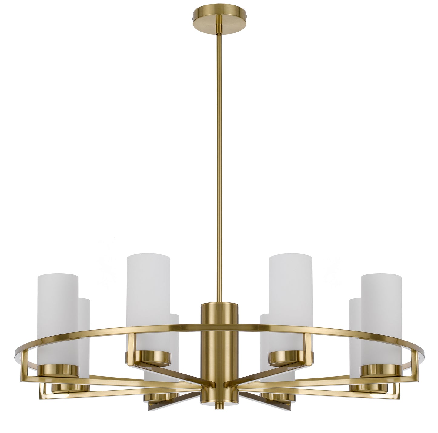 TFS 8LTS PENDANT 8x25wE14max D850 H242 GLASS:80 BRASS / OPAL MATT ROD:1.5m
