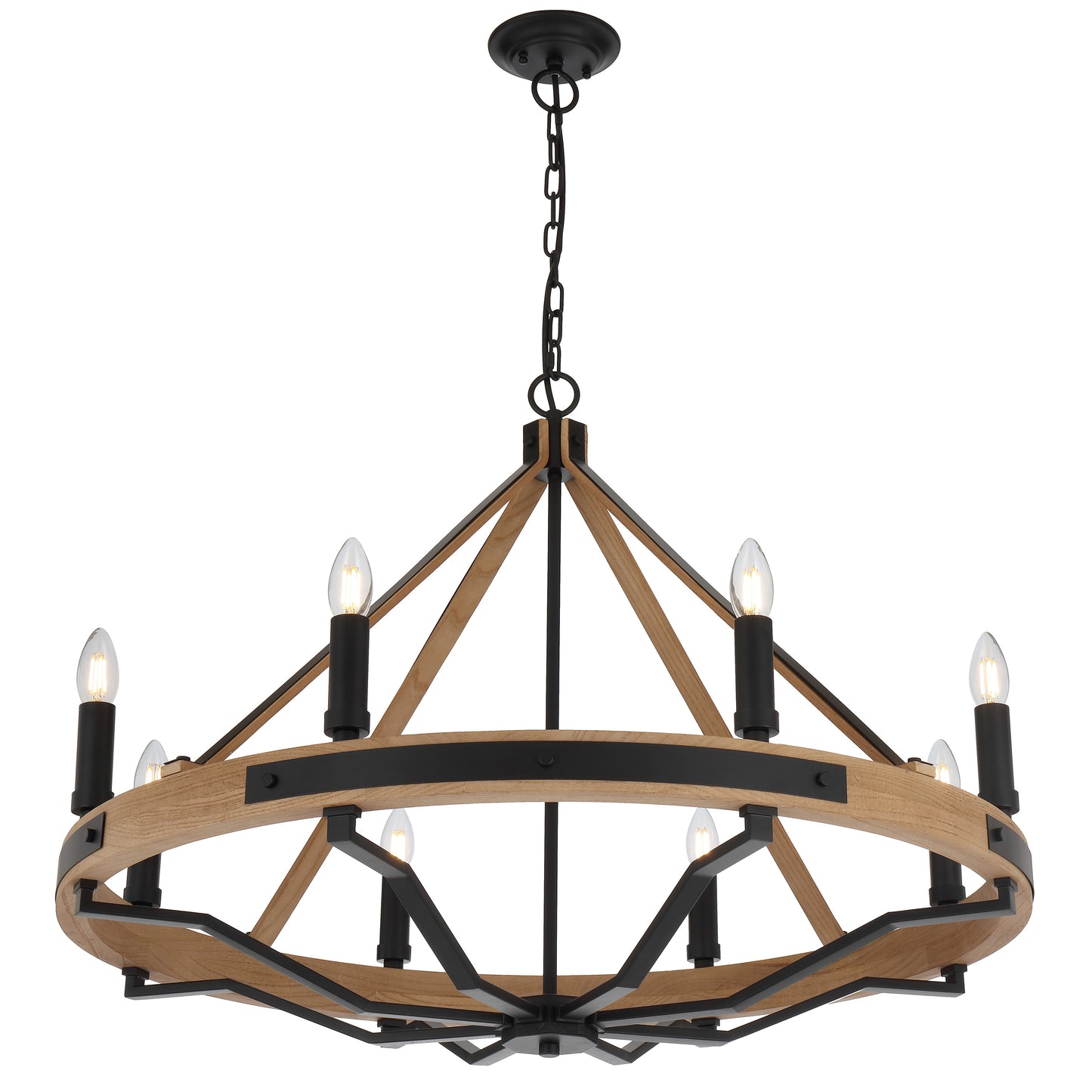 TFS 8 LTS PENDANT 8*25wE14 D:860 H:650 2m CHAIN BLACK MATT / ASHTREE WOOD