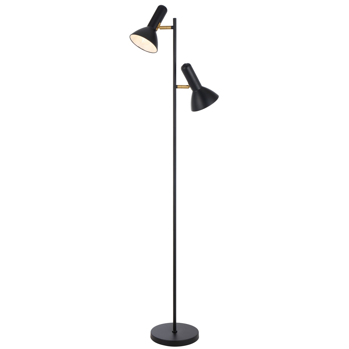 TFS 2LT FLOOR LAMP 2x25wE27max L240 W420 H1610 ON/OFF SWT ON HEAD BLACK SATIN