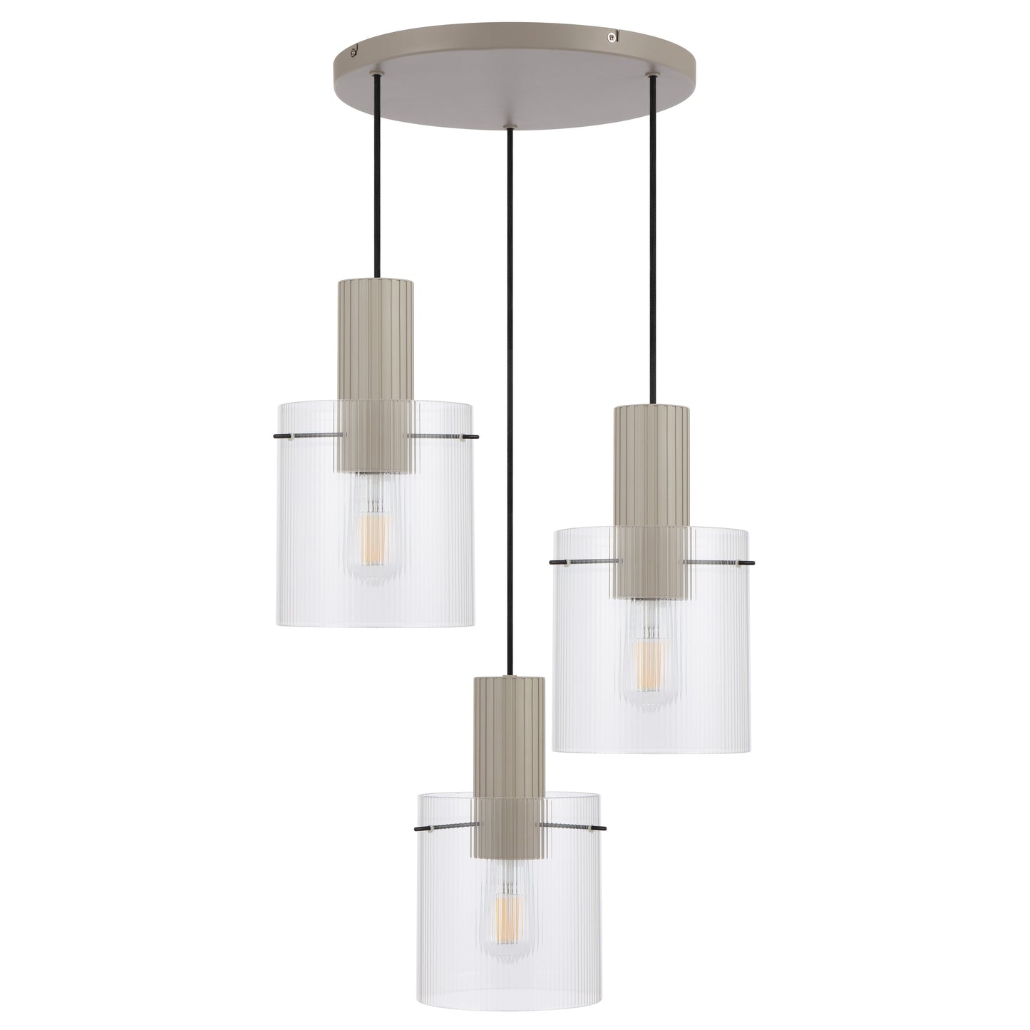 TFS 3LT PENDANT 3x25wE27max L:560 W:440 H:22 cab 2m GREY / CLEAR