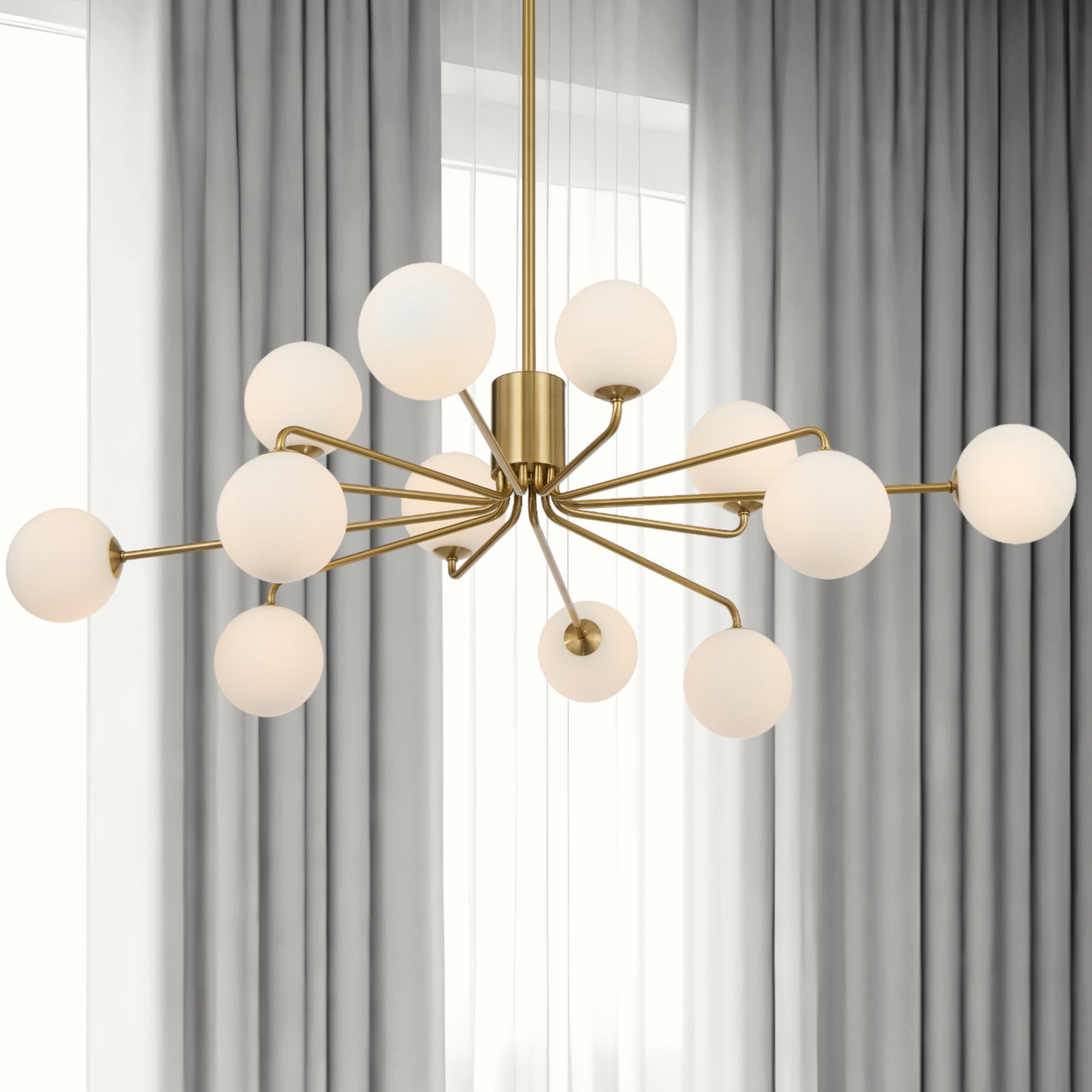 Teramark TFS 12LT PENDANT 12x6wG9max KIT D1130 H295 ROD:2*600+1*300 ANT GOLD/ OPAL MATT