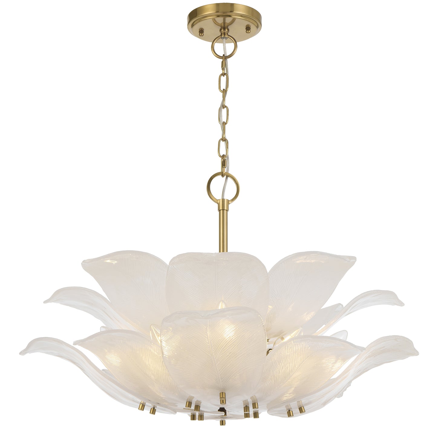 Varna TFS 8LT PENDANT 8x25wE14max D:670 H:500 BRASS / 16pcs FROST GLASS