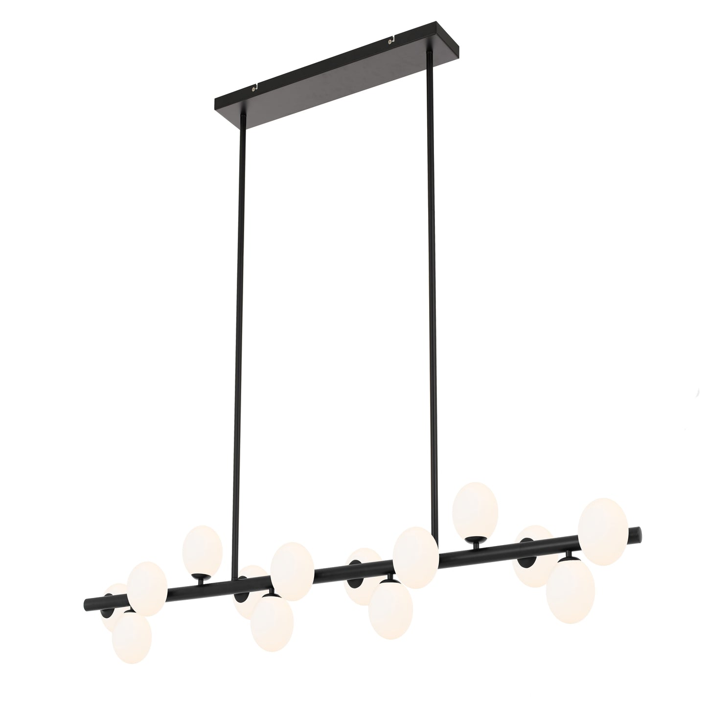 Atlanta TFS 14LTS PENDANT 14x6wG9max L1500W:245H:245 ROD:2x6001x300 BLACK FRAME/OPAL GLASS