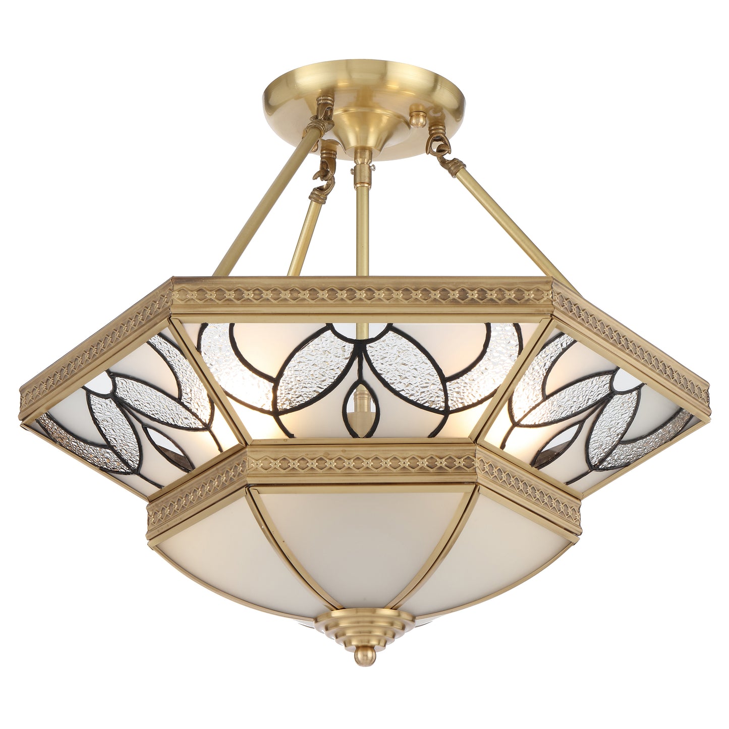 Vitawood TFS PE CTC 4x25wE27max D:500 H:208 chain:2M BRASS/FROST GLASS