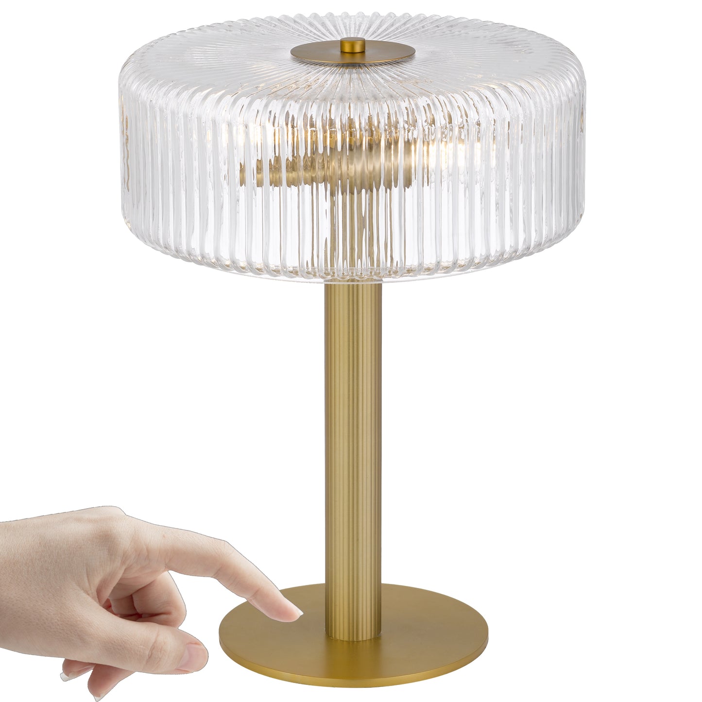 Basel TFS TABLE LAMP 2x25wE14max D300 H390 touch switch ANTIQUE BRASS / CLEAR