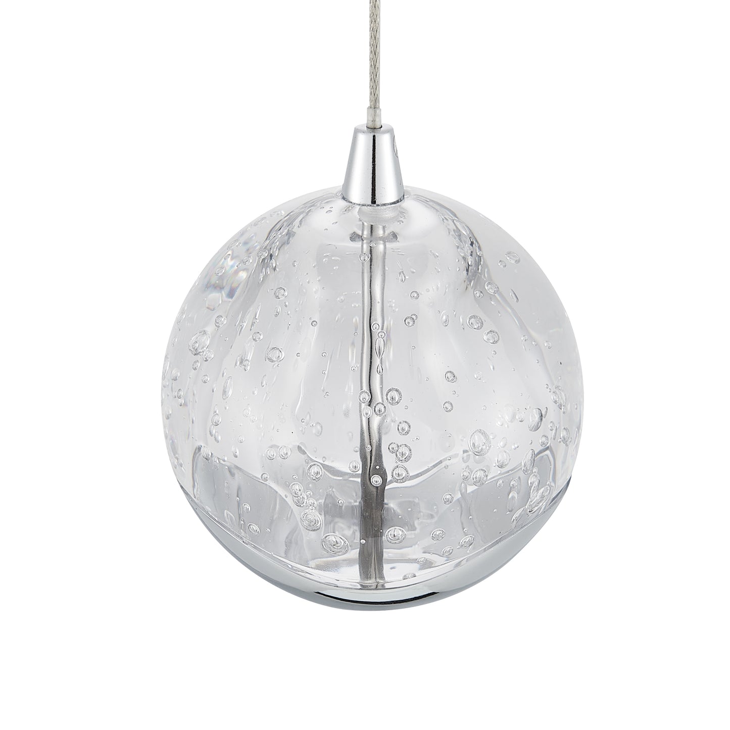 TFS 1 LT PENDANT 5wLED 3000K D:90 H:85 400Lm CAB.2m CHROME/ BUBBLE GLASS