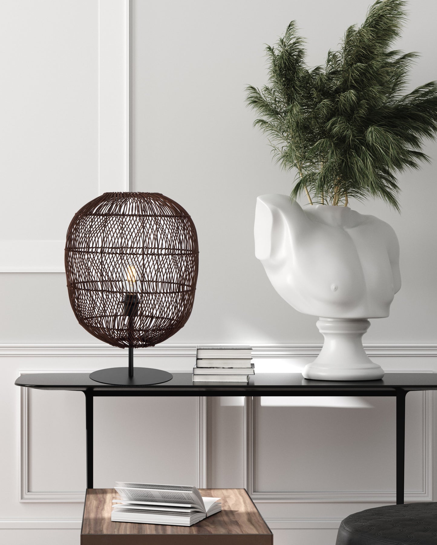 TFS 40 TABLE LAMP 25wE27max D400 H555 (2 parts) BLACK Base / BROWN Shade