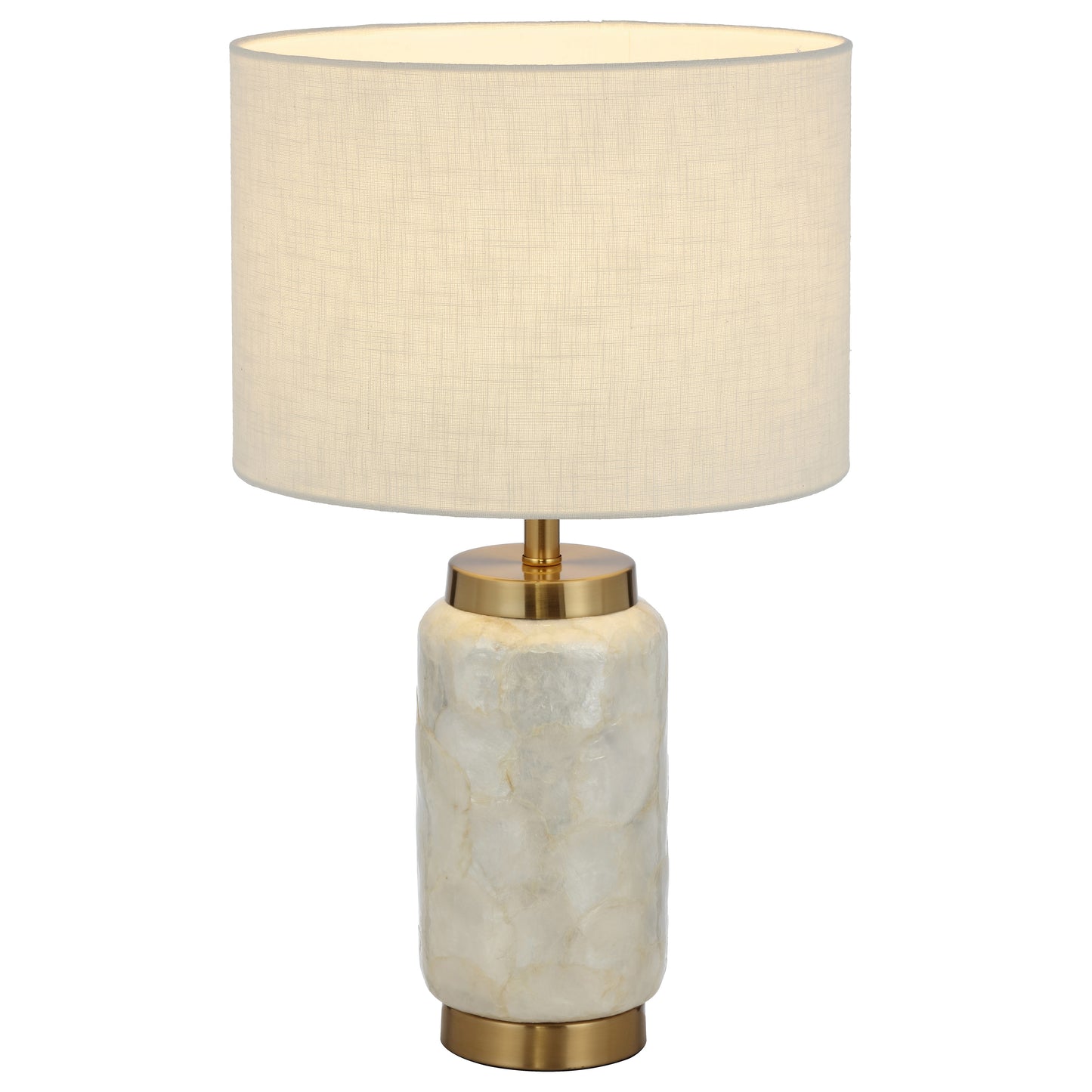 Bellamark TFS TABLE LAMP 25wE27max D320 H530 INLINE SWT WHITE SHELL / GOLD / WHITE