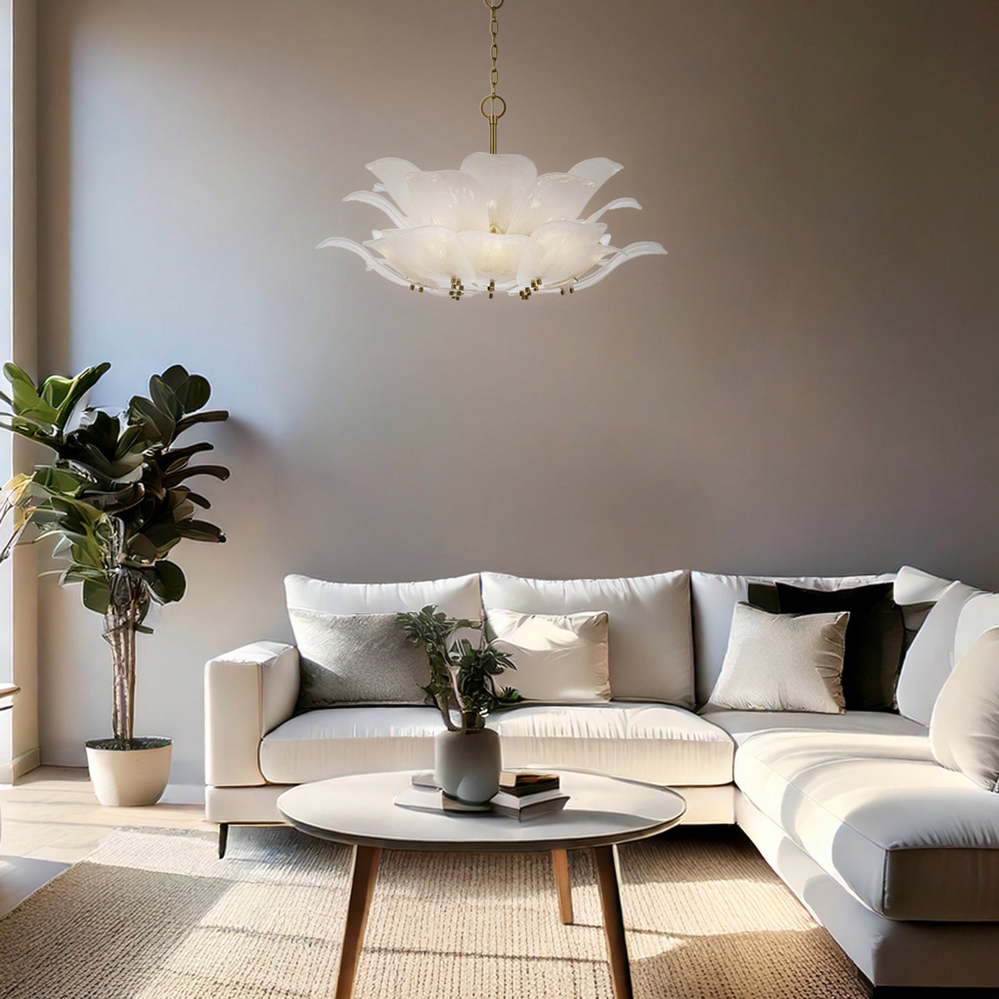 TFS 12LT PENDANT 12x25wE14max D:770 H:500 BRASS / 24pcs FROST GLASS