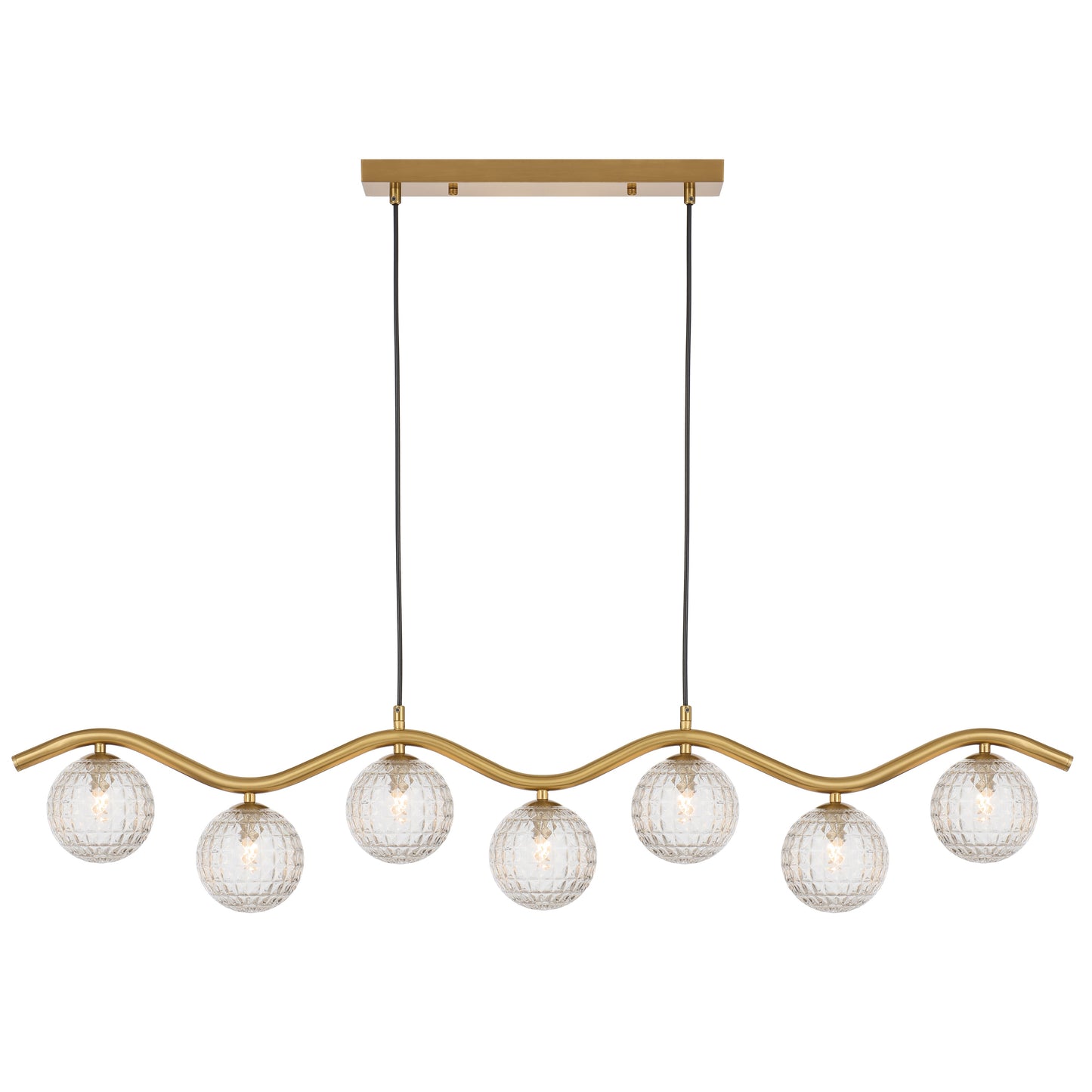 Solton TFS 7LT PENDANT 7x6wG9max KIT L1150 W120 H200 CAB2m ANT GOLD/ CLEAR PRISM PATTERN