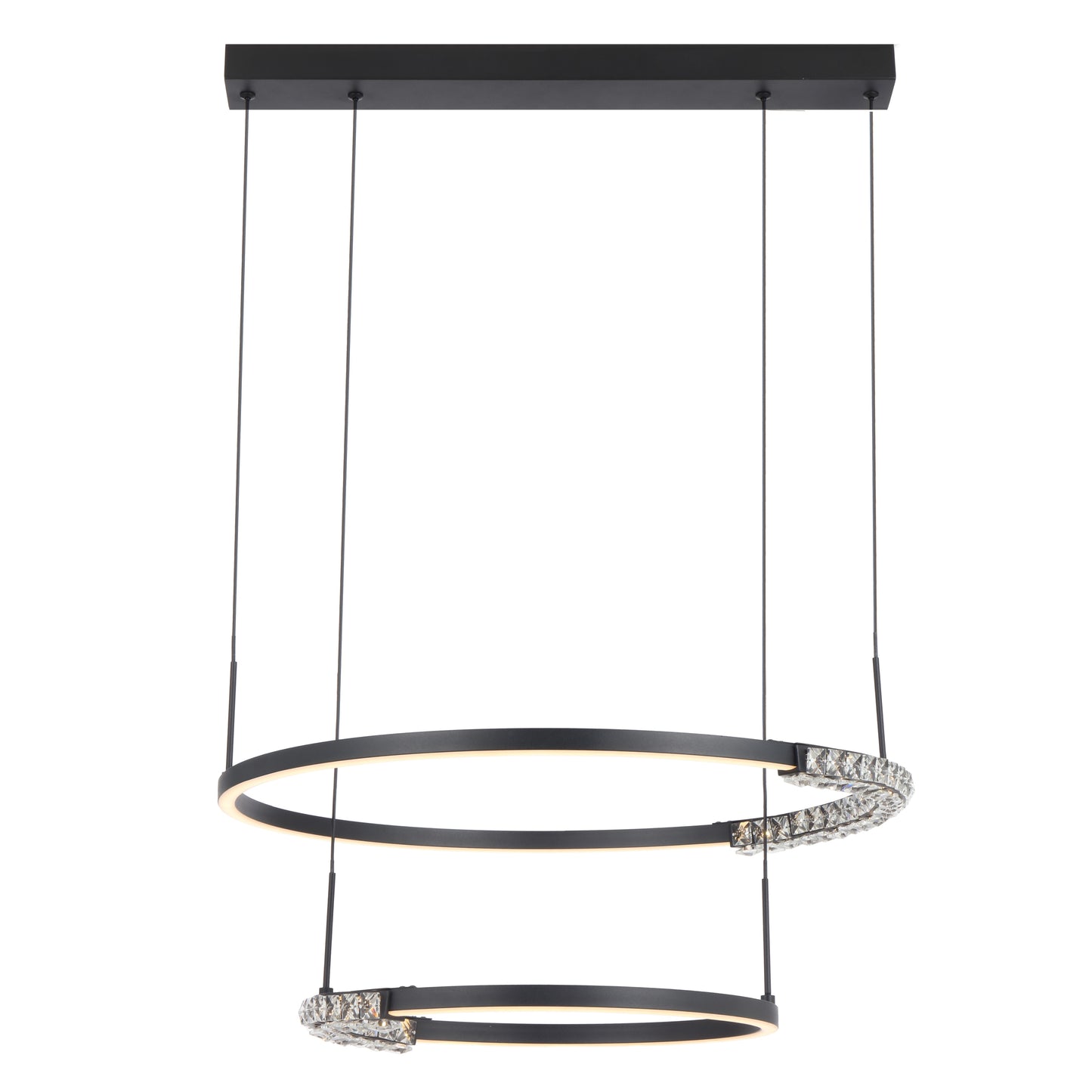 TFS 2TIER PENDANT 40wLED D:575+385 H:30 CAB.2M 1540Lm BLACK SAND/ CRYSTAL