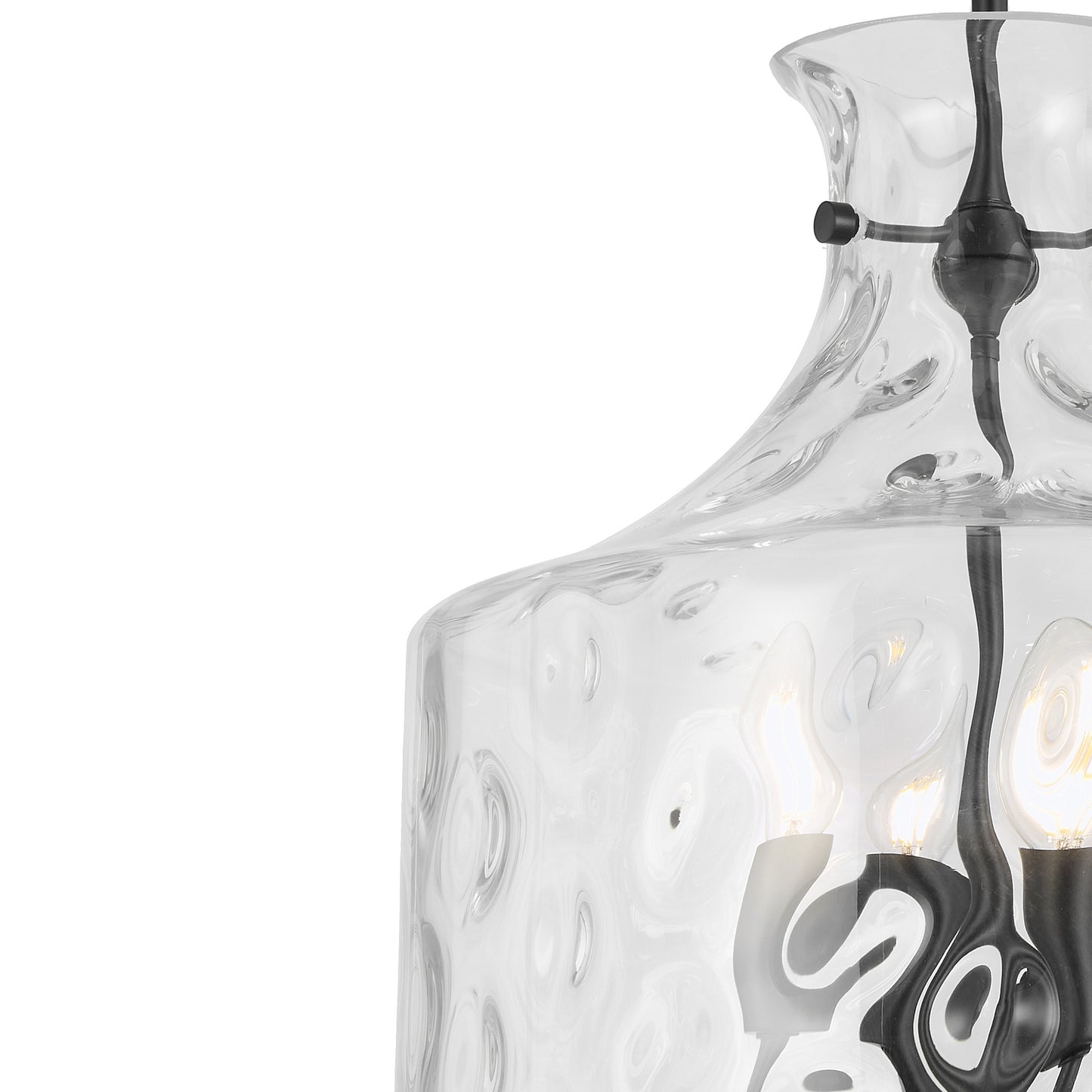 Solline TFS 4LT PENDANT 4x25wE14max D:380 H:420 ROD 1.5m BLACK MATT/ CLEAR WATER STREAK
