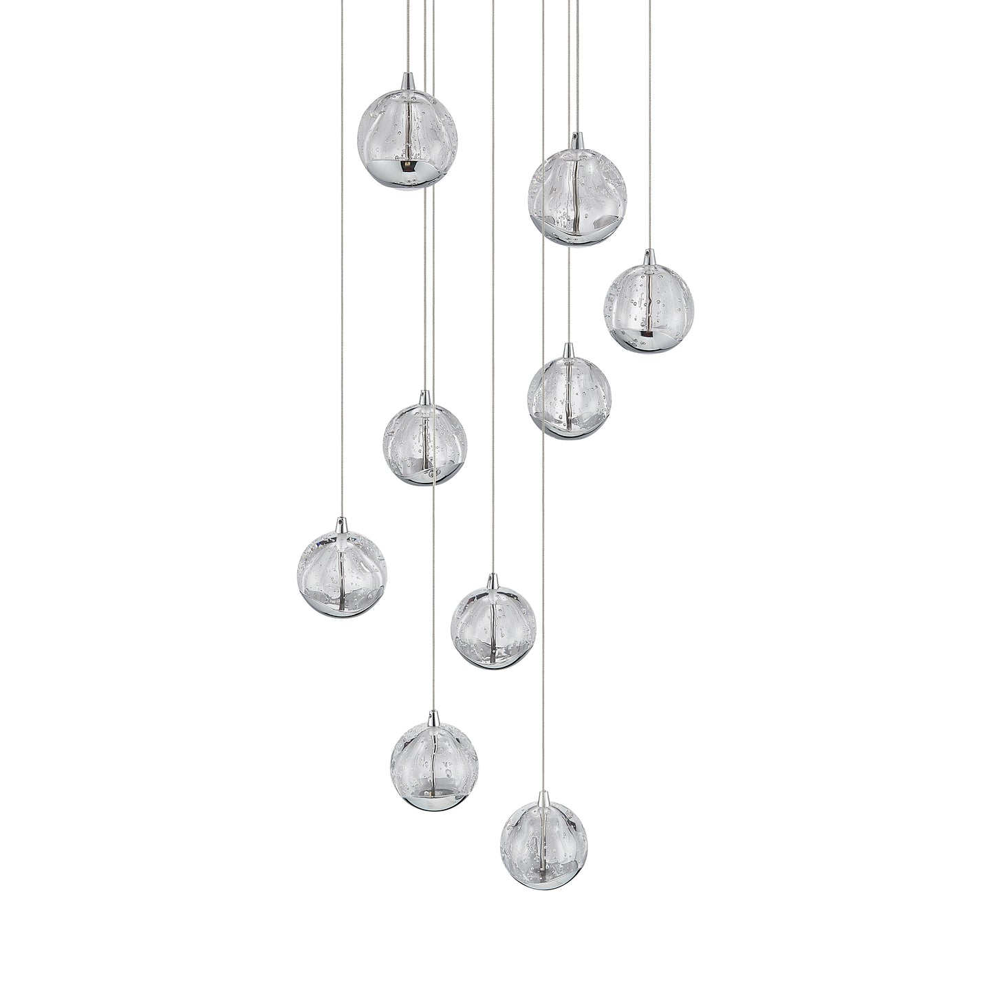 TFS 9 LTS PENDANT 9x5wLED 3000K D:400 2490Lm CAB.3m ( D:90 H:85) CHROME/BUBBLE GLASS