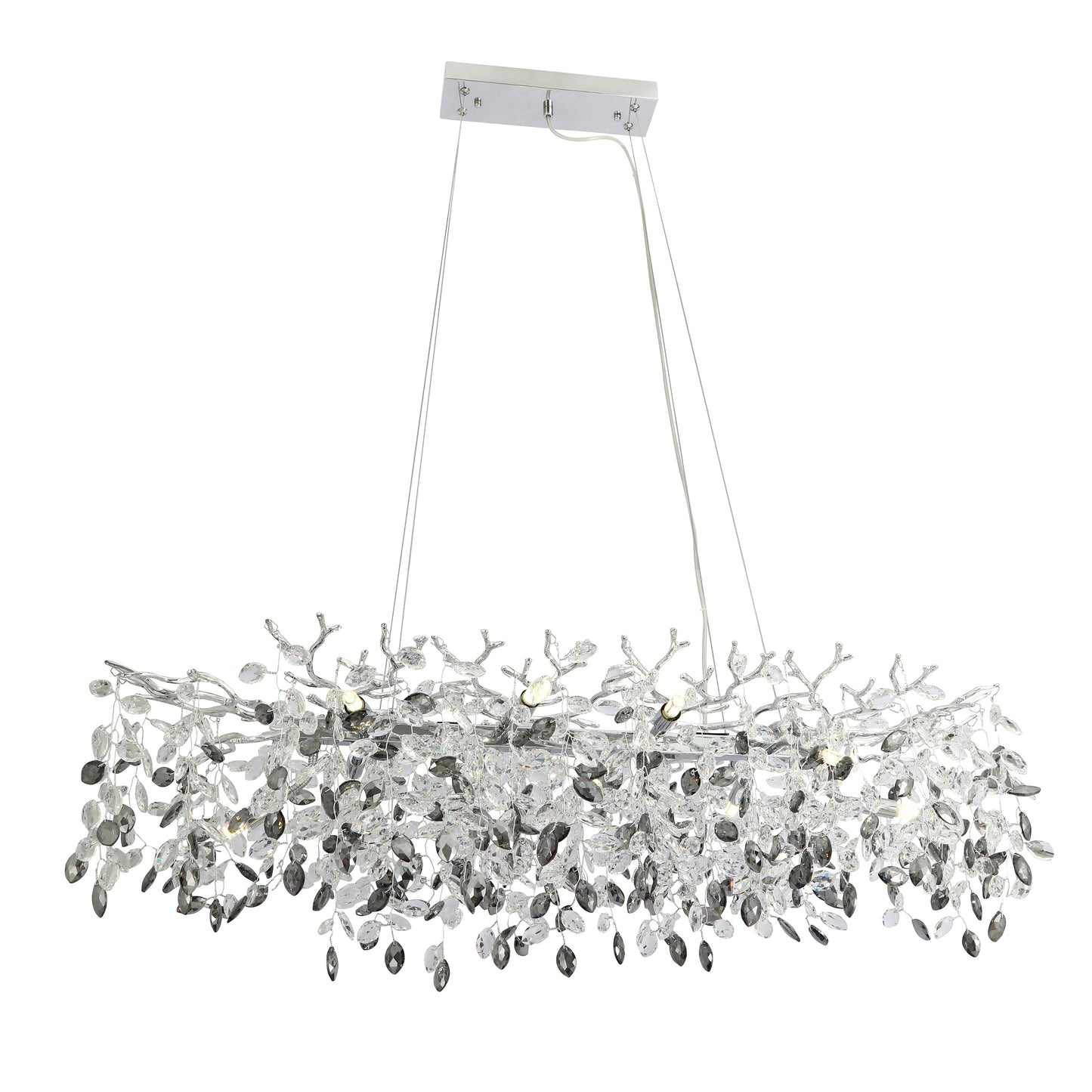 TFS 10 LT RECTA PENDANT 10x 3wG9max L1000 W420 H460 cab 2M CHROME / CLEAR + SMOKE CRYSTAL