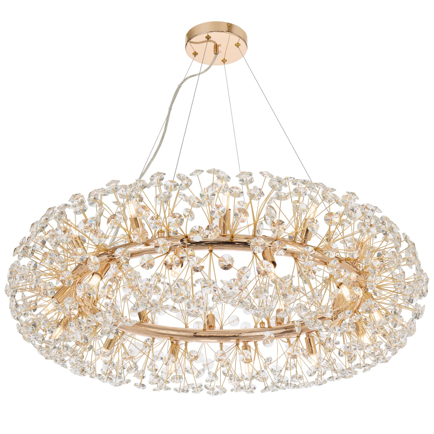 TFS 24LT PENDANT 24x6wG9max D:900 H:350 CRYS H130 CAB 2M GOLD / CLEAR