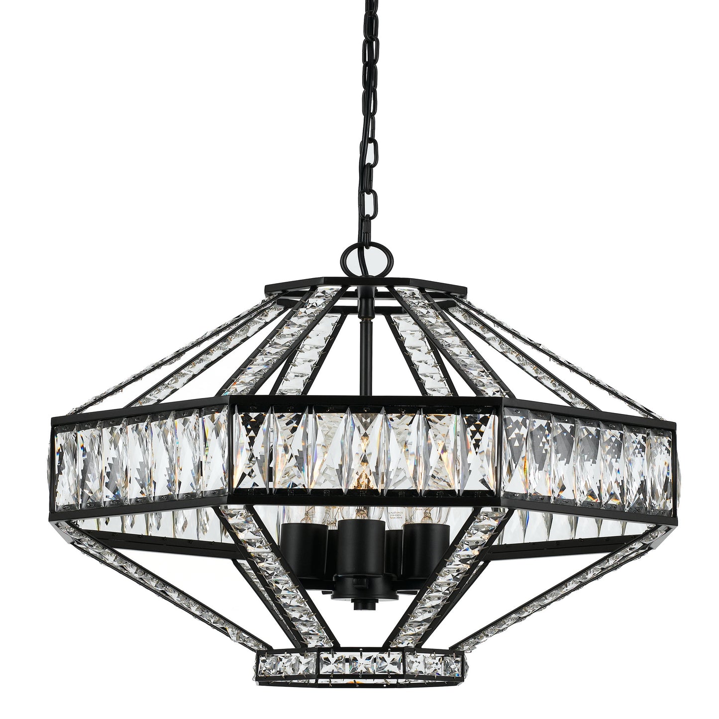 Berlin TFS 5LT PENDANT 5x25wE27max D:560 H:470 OILED BRONZE / CLEAR CRYSTALS