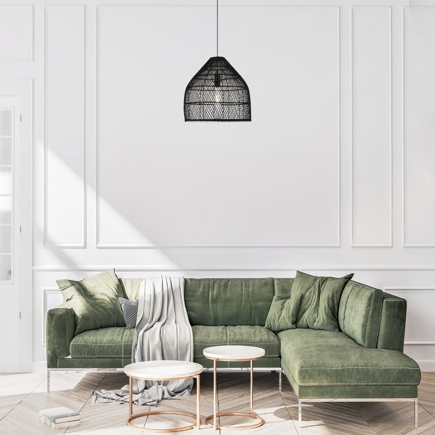 Lumoline TFS 50 PENDANT 25wE27max D500 H300 cab1.5m BLACK RATTAN