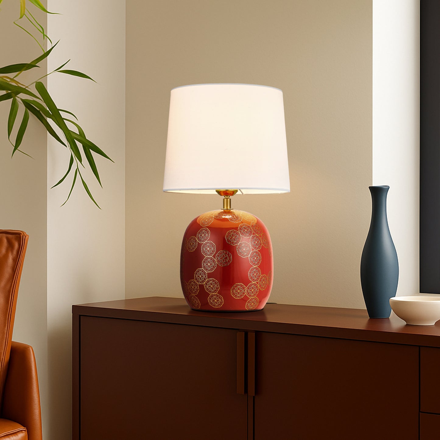 Paris TFS CERAMIC TABLE LAMP 25wE27max H:420 D:250 inline RED / IVORY