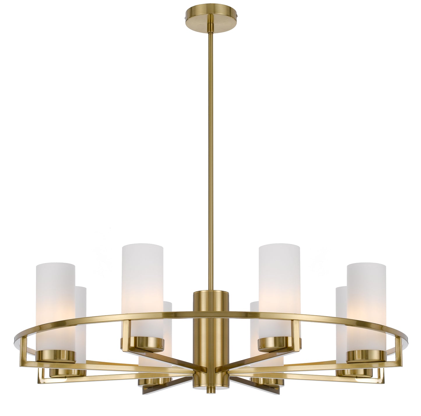 TFS 8LTS PENDANT 8x25wE14max D850 H242 GLASS:80 BRASS / OPAL MATT ROD:1.5m