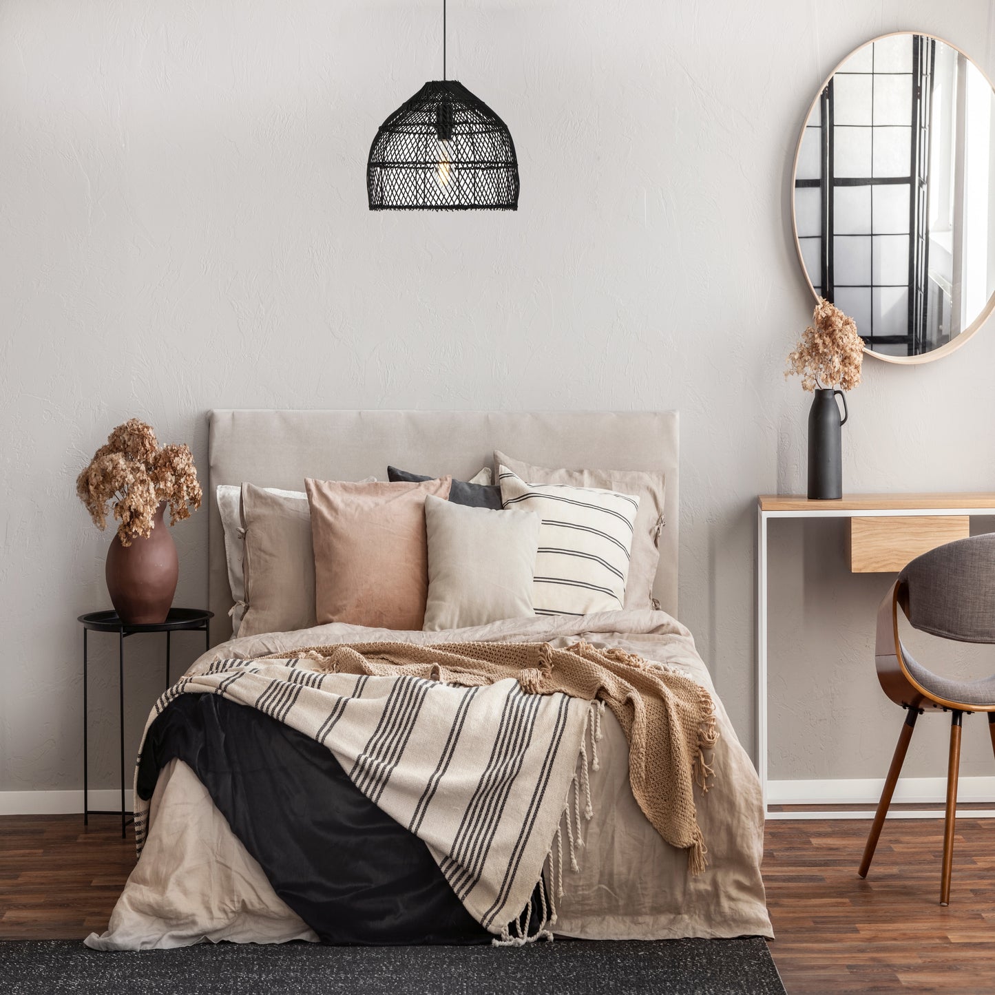 TFS 40 PENDANT 25wE27max D400 H230 cab1.5m BLACK RATTAN