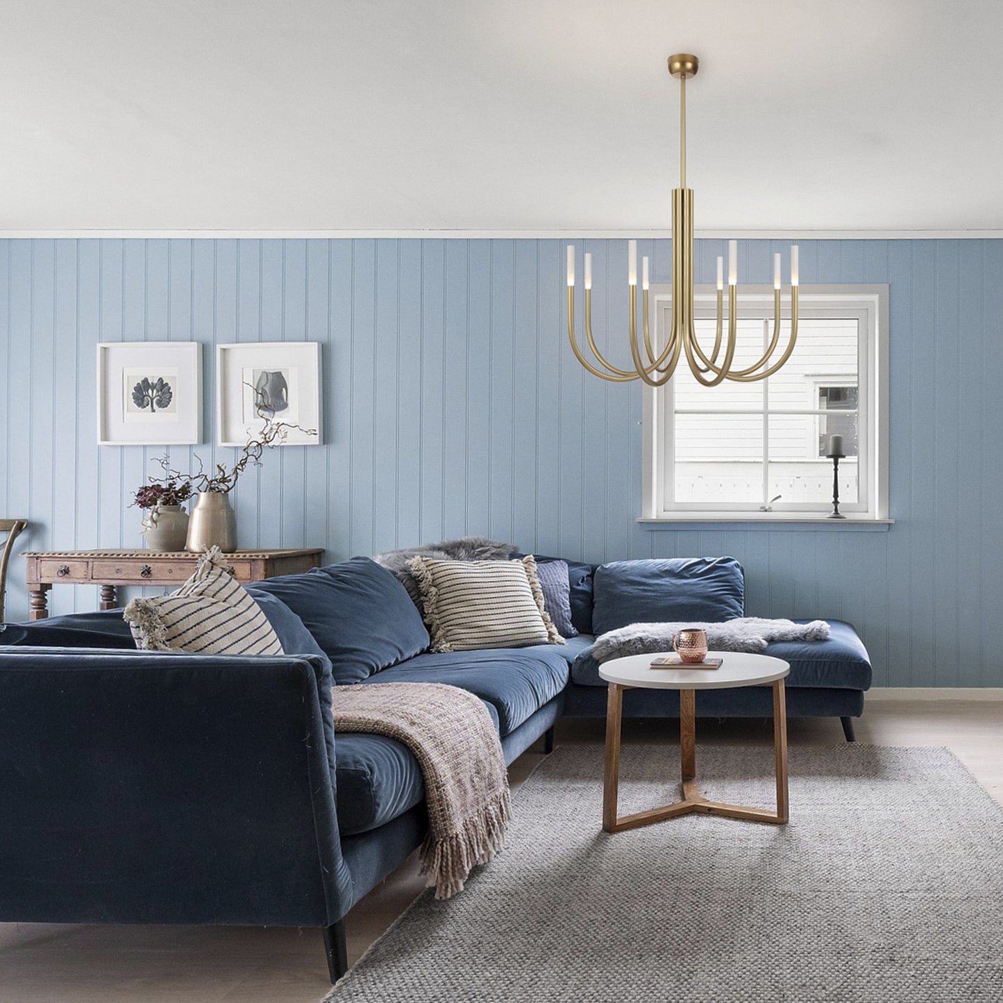 TFS 8 LTS PENDANT 24wLED 3000K D:980 H:790 Rod:1.5m NON-DIM 280Lm PAINTED GOLD