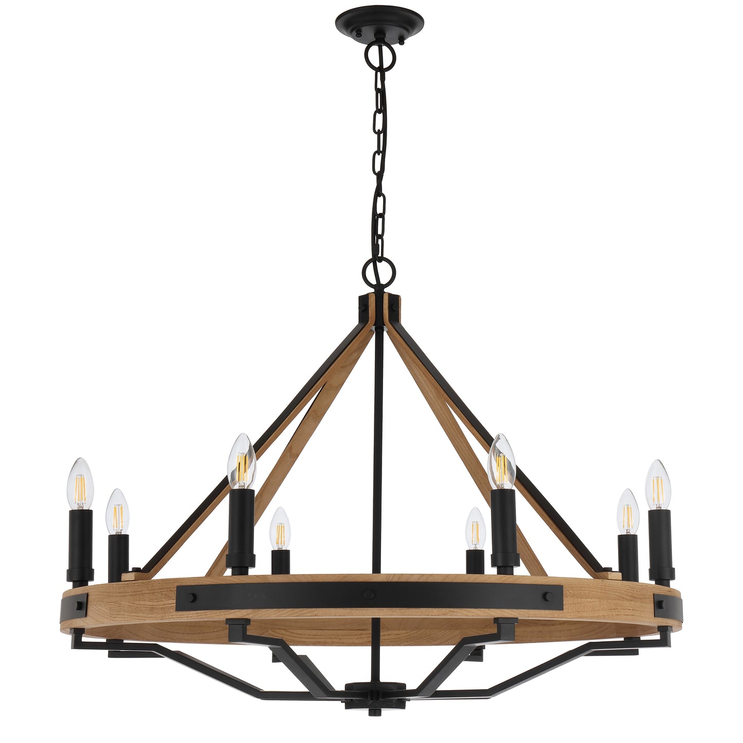 TFS 8 LTS PENDANT 8*25wE14 D:860 H:650 2m CHAIN BLACK MATT / ASHTREE WOOD