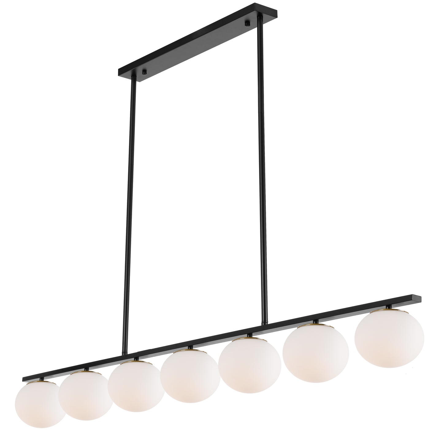 TFS 7LT PENDANT 7x25wE27 L:1500 H:1750 BLACK&OPAL GLASS ROD:2*600+1*300