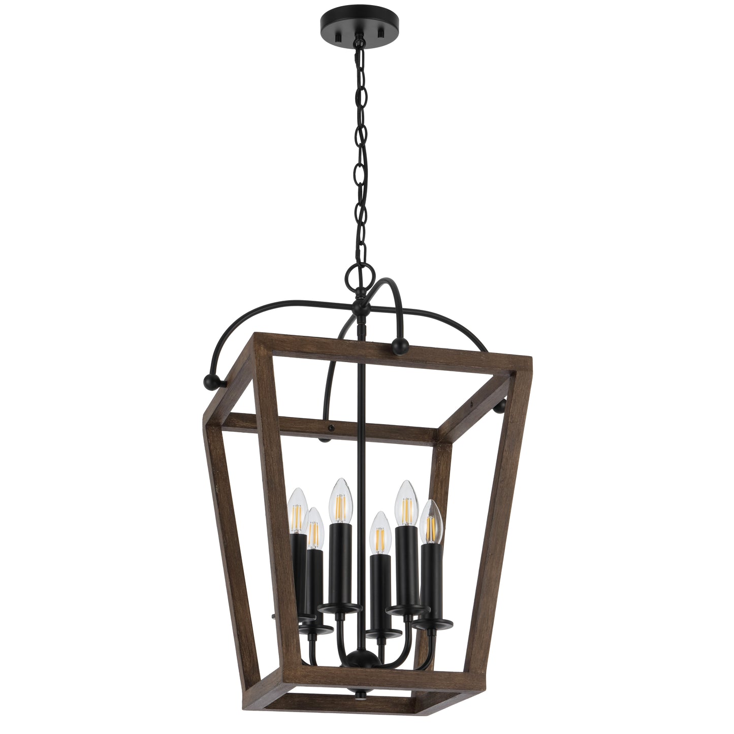 TFS 6 PENDANT 6x25wE14 W560 H730 CHAIN 2M BLACK MATT / TIMBER