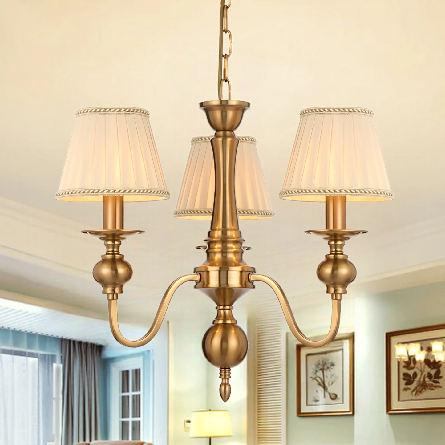 Noramark TFS 3LT PENDANT W/SHADE 3x25wE14max D:450 H:430 chain 2m COPPER / CREAM