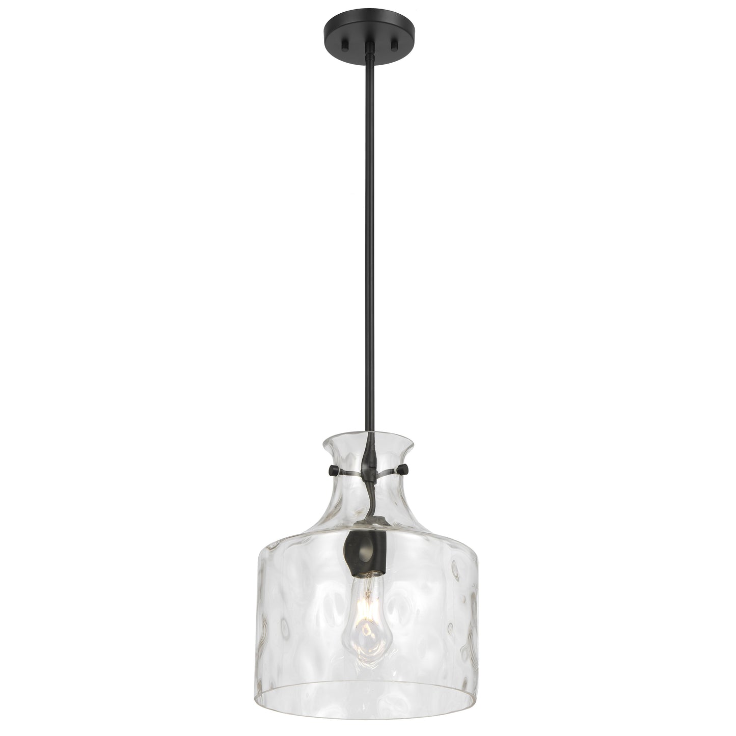 Altowood TFS 1LT PENDANT 25wE27max D:280 H:330 ROD 1.5m BLACK MATT/ CLEAR WATER STREAK
