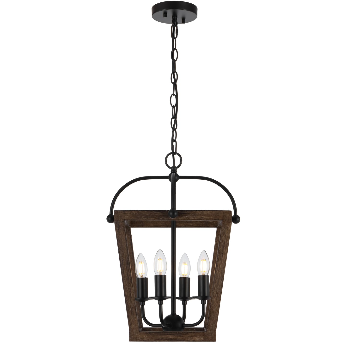 TFS 4 PENDANT 4x25wE14 L370 W370 H510 CHAIN 2M BLACK MATT / TIMBER