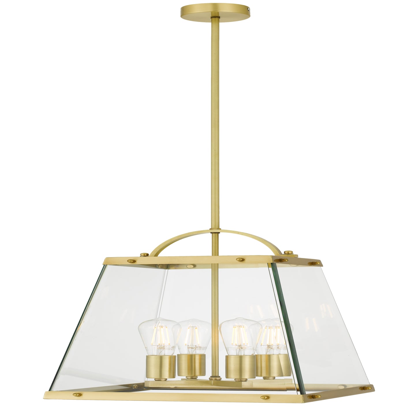Helsinki TFS 4 LIGHT SOLID BRASS PENDANT 4x25wE27max L:350H:450 BRASS / CLEAR