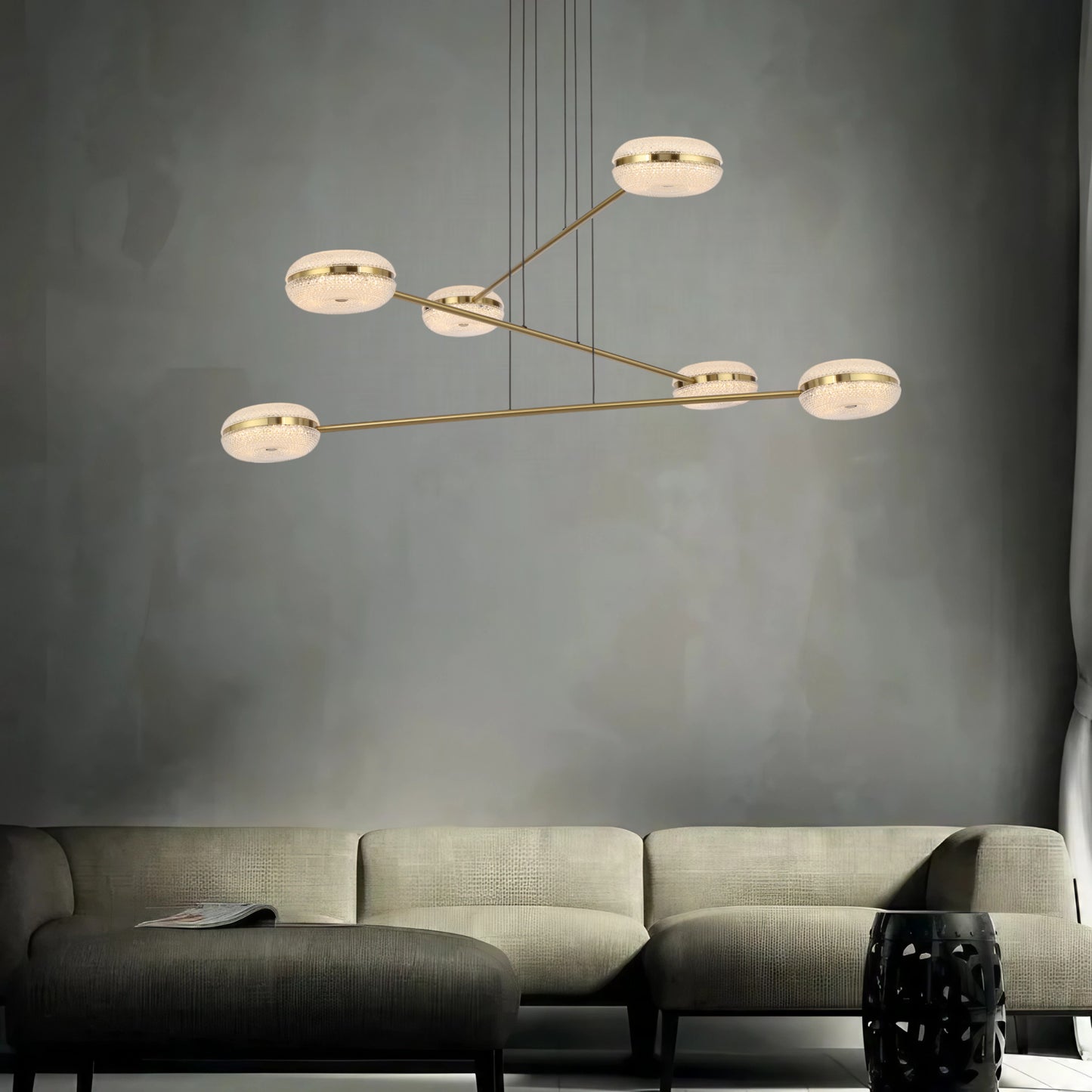 TFS 6 LTS PENDANT 6x10wLED D1040 H70 3000k non-DIM CAB2.5M ANT GOLD / CLEAR