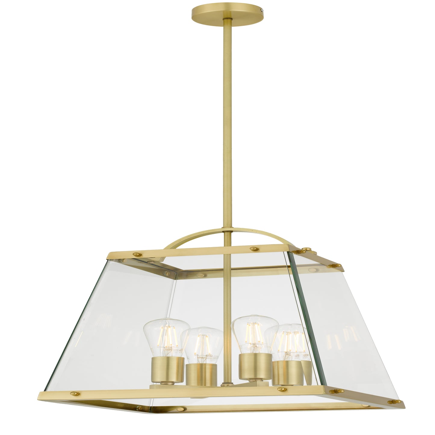Helsinki TFS 4 LIGHT SOLID BRASS PENDANT 4x25wE27max L:350H:450 BRASS / CLEAR